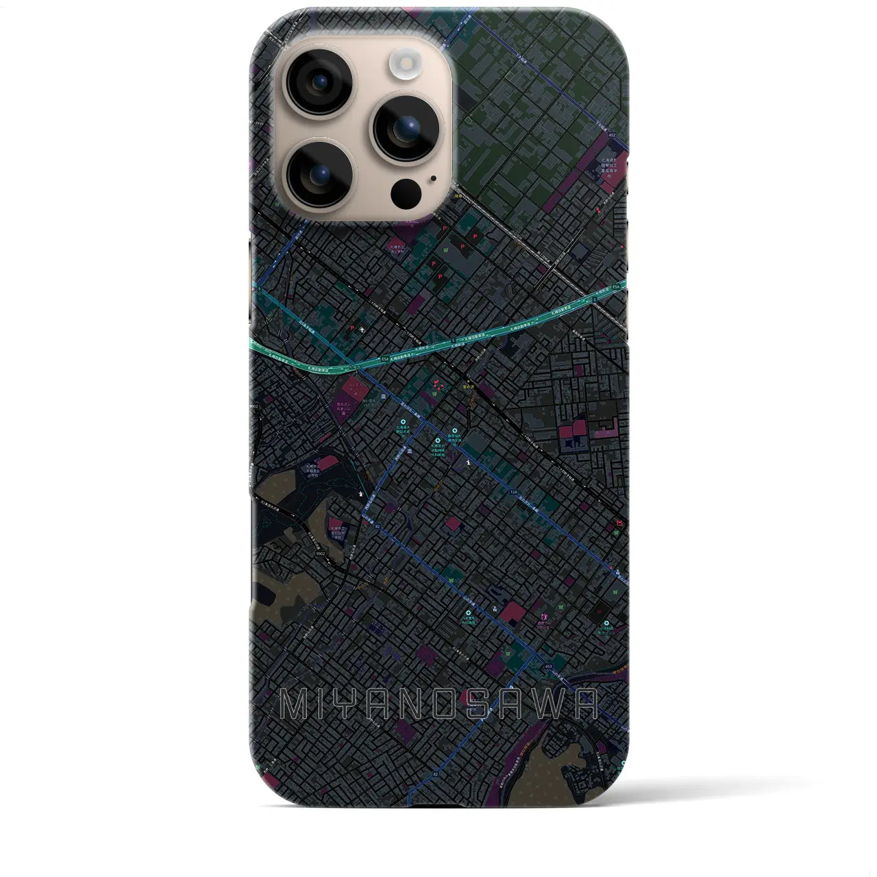 【宮の沢(北海道)】地図柄iPhoneケース(バックカバータイプ)