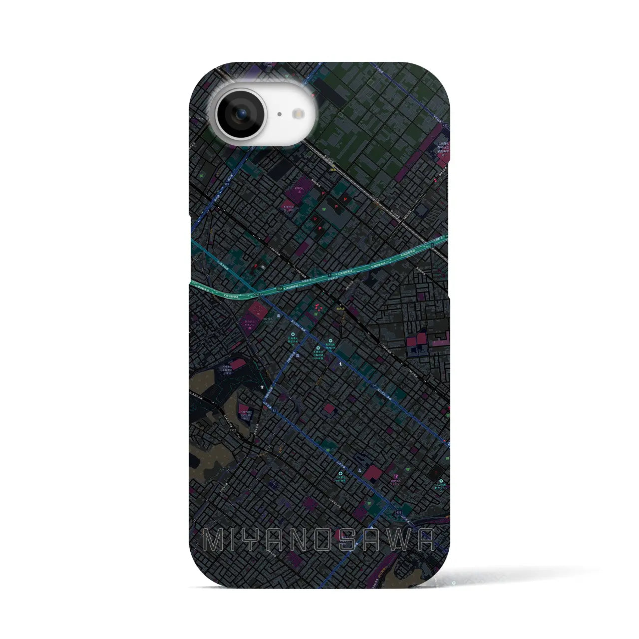 【宮の沢(北海道)】地図柄iPhoneケース(バックカバータイプ)