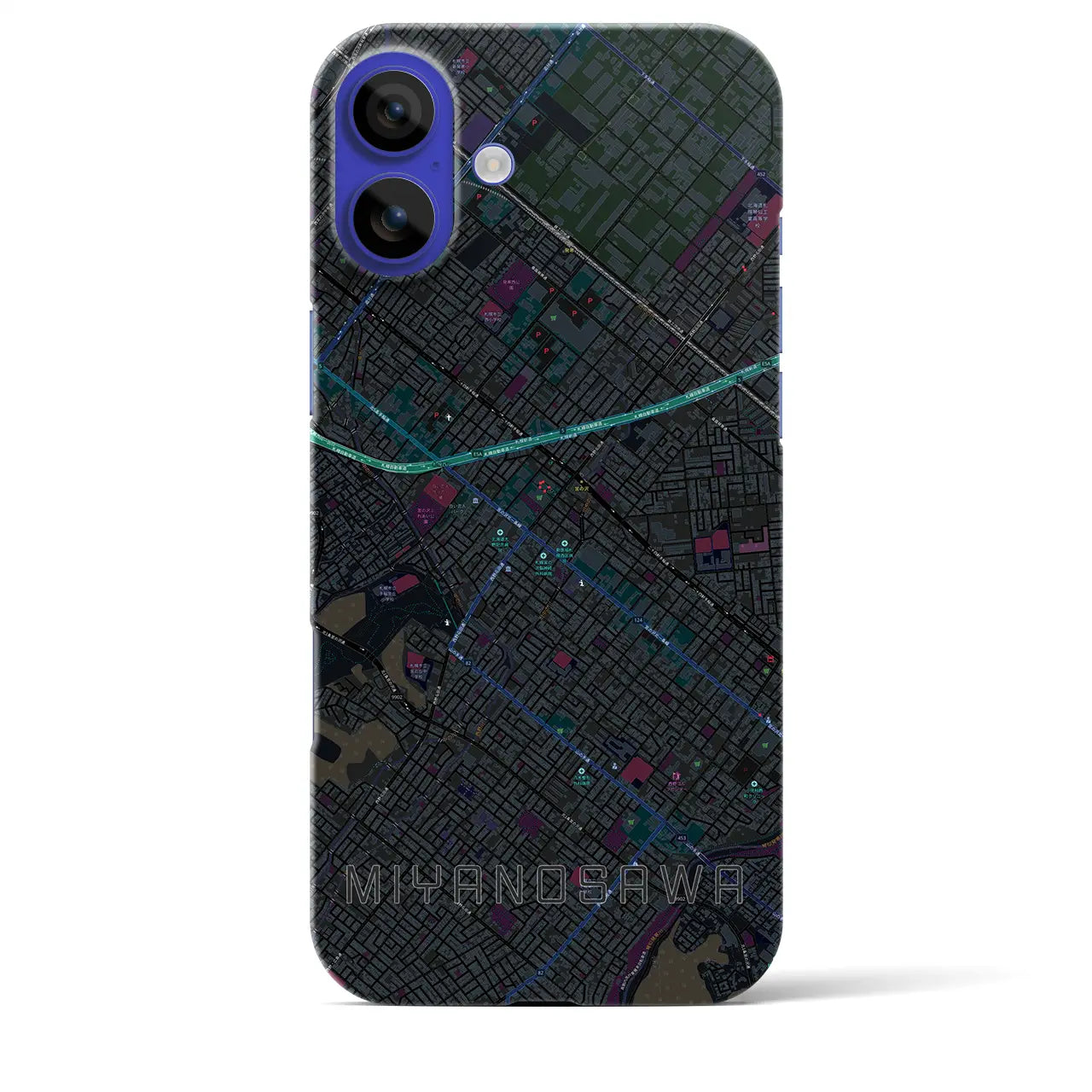【宮の沢(北海道)】地図柄iPhoneケース(バックカバータイプ)