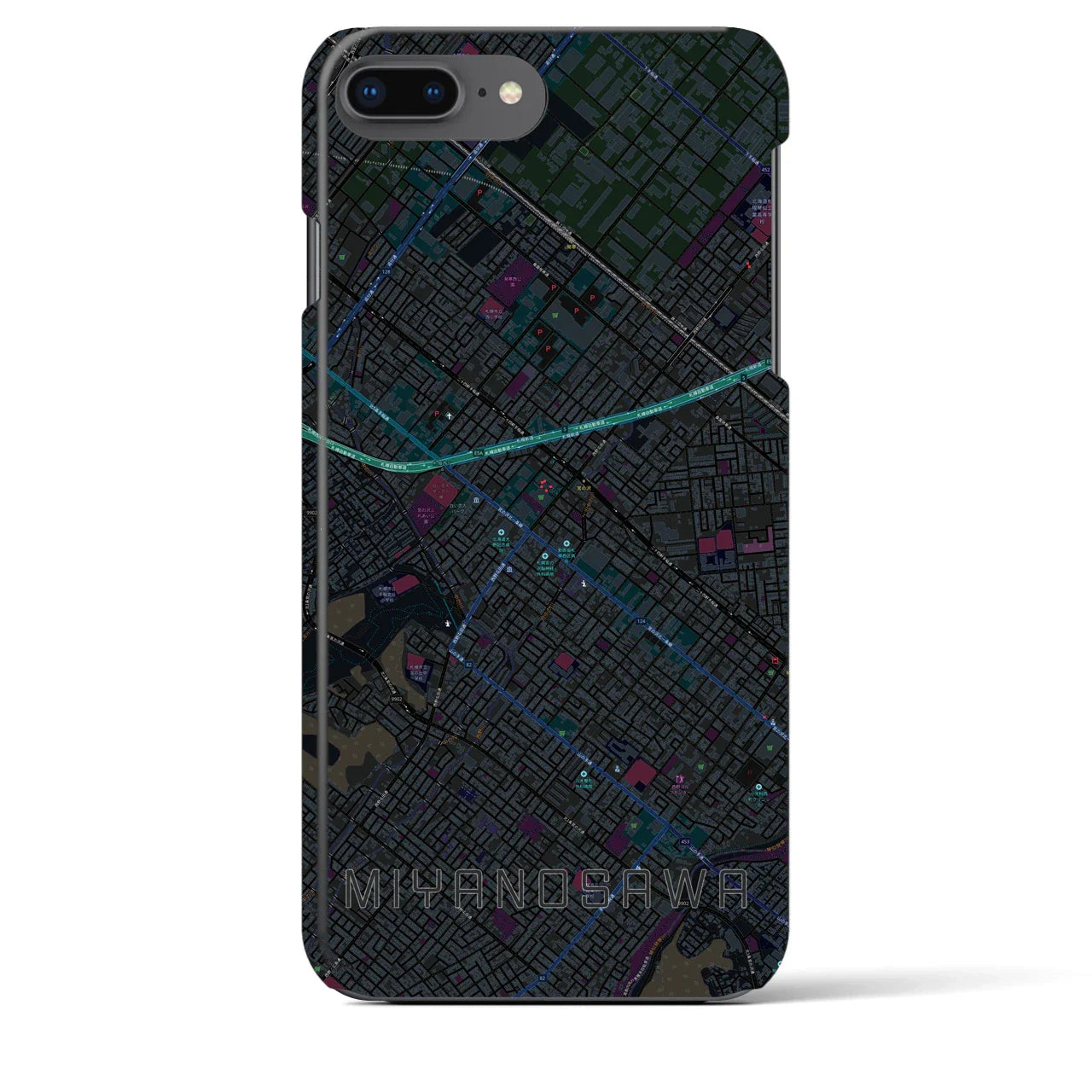 【宮の沢(北海道)】地図柄iPhoneケース(バックカバータイプ)