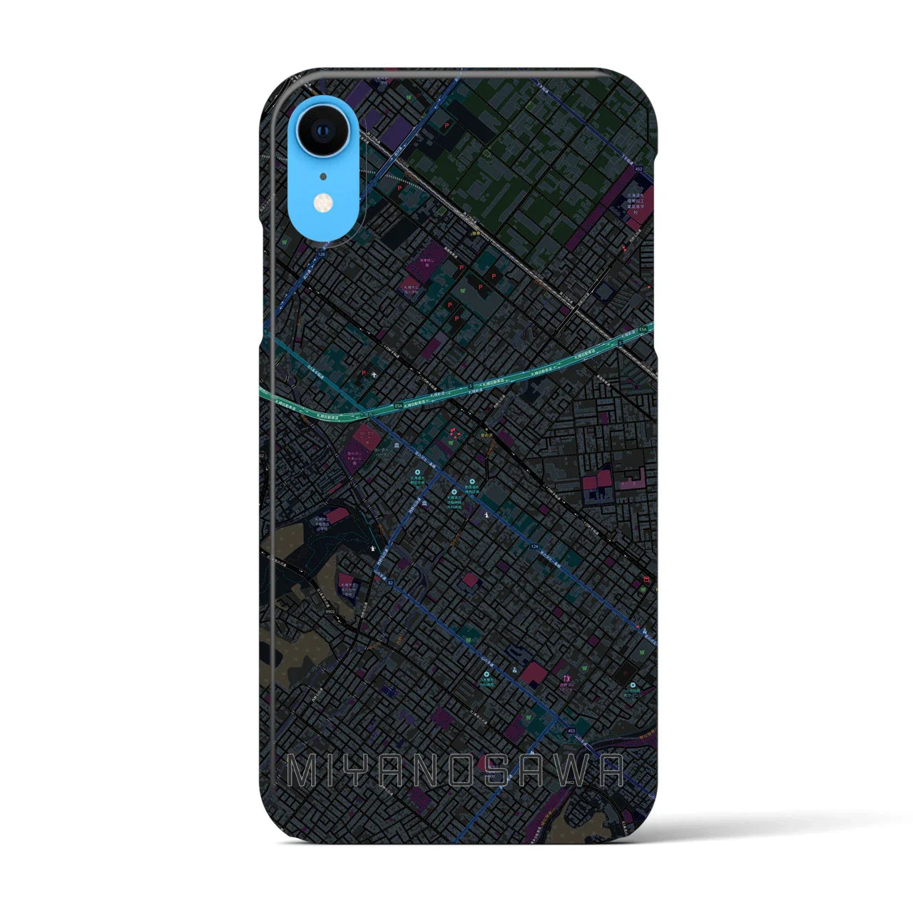【宮の沢(北海道)】地図柄iPhoneケース(バックカバータイプ)
