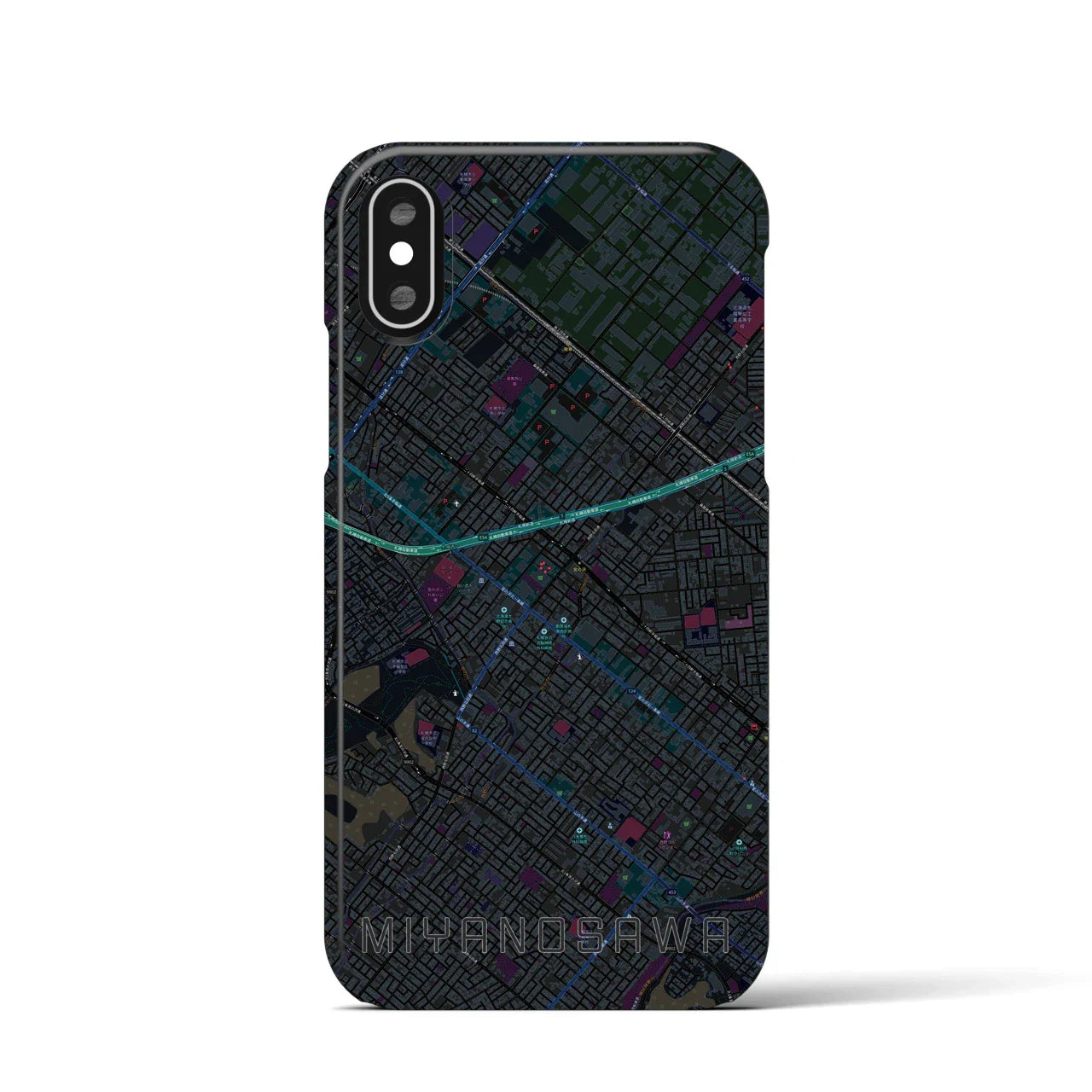 【宮の沢(北海道)】地図柄iPhoneケース(バックカバータイプ)