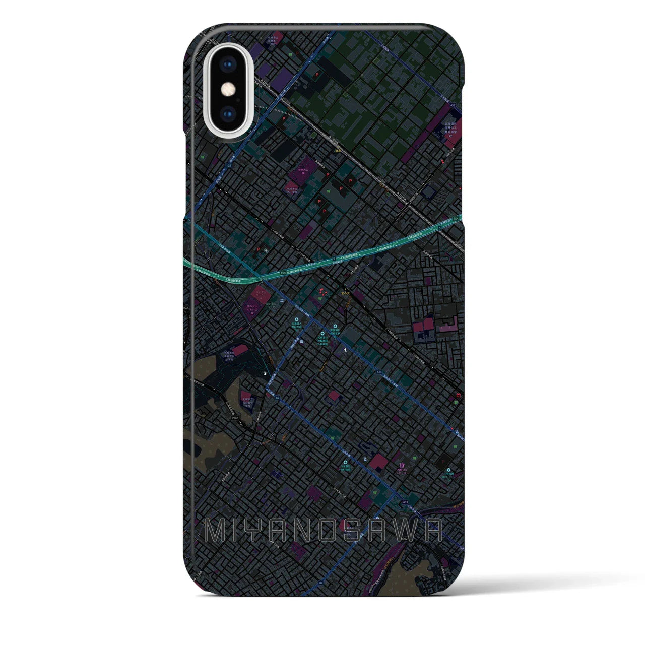 【宮の沢(北海道)】地図柄iPhoneケース(バックカバータイプ)