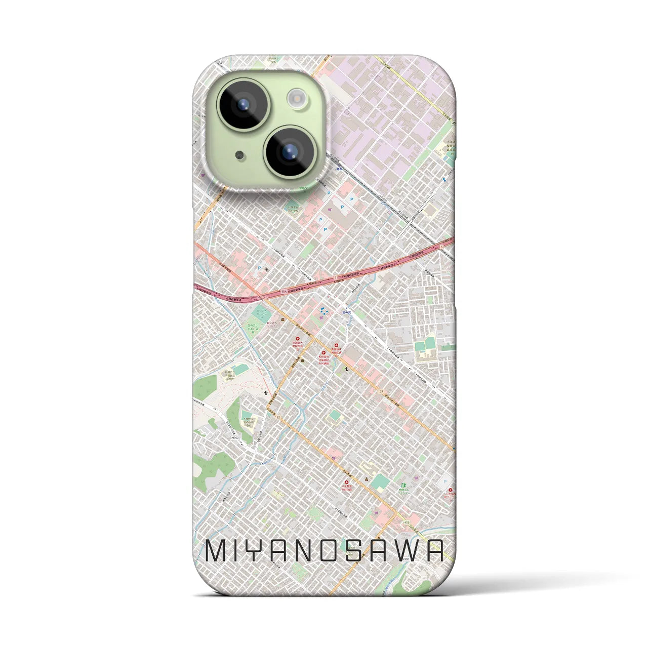【宮の沢(北海道)】地図柄iPhoneケース(バックカバータイプ)