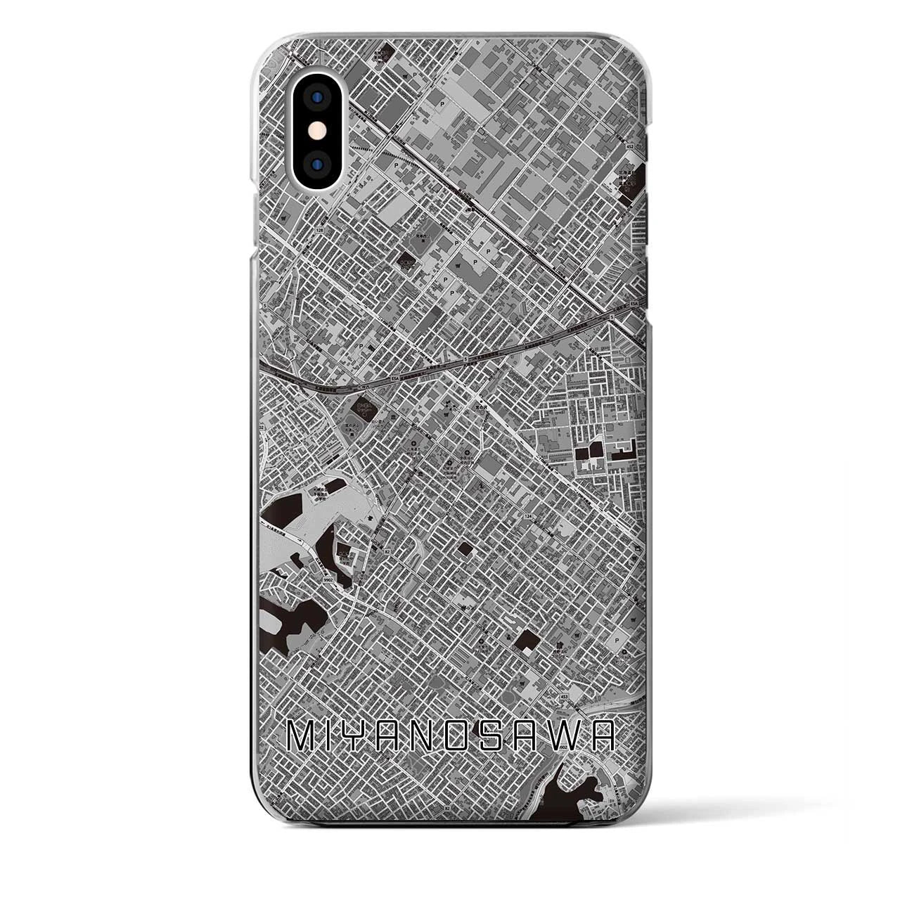 【宮の沢(北海道)】地図柄iPhoneケース(クリアタイプ)