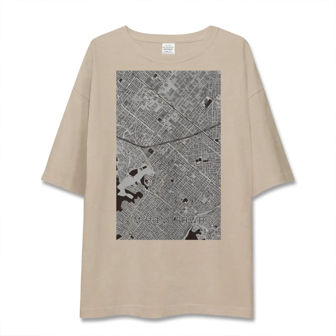 【宮の沢(北海道)】地図柄ビッグシルエットTシャツ