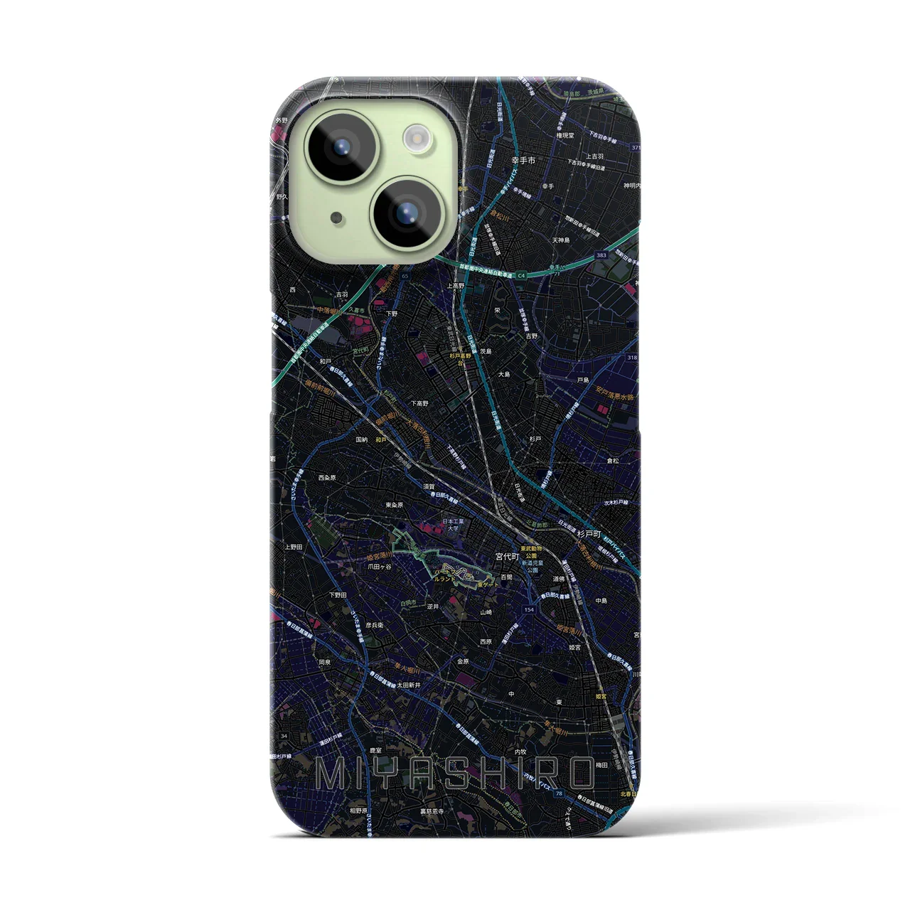 【宮代(埼玉県)】地図柄iPhoneケース(バックカバータイプ)