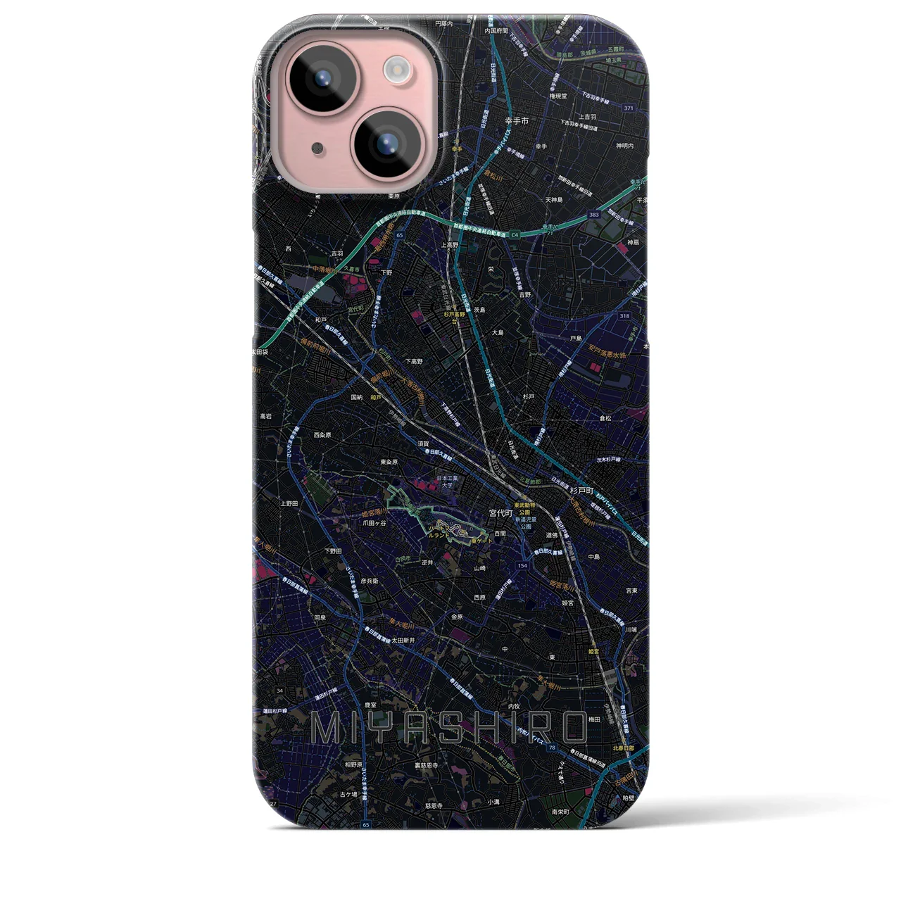 【宮代(埼玉県)】地図柄iPhoneケース(バックカバータイプ)