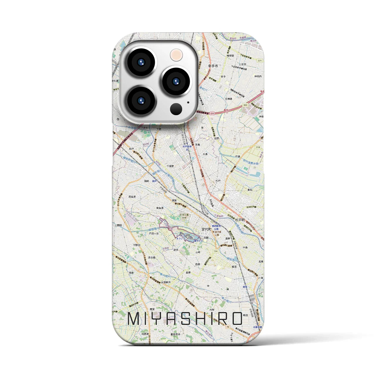 【宮代(埼玉県)】地図柄iPhoneケース(バックカバータイプ)