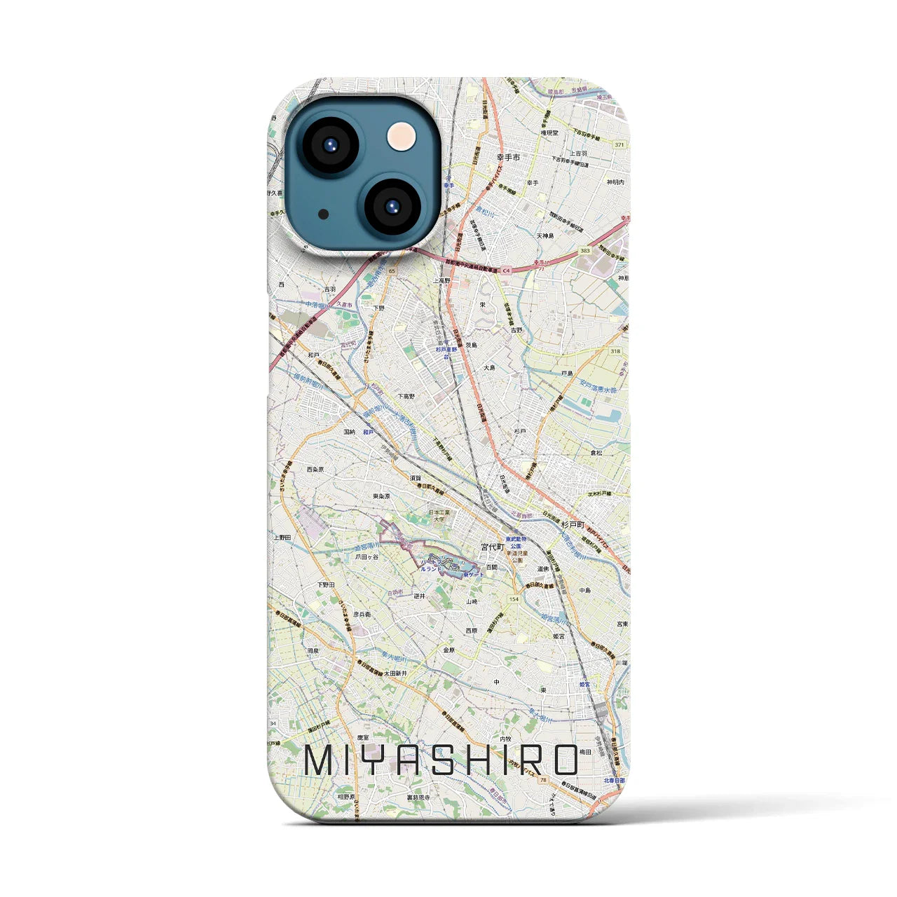 【宮代(埼玉県)】地図柄iPhoneケース(バックカバータイプ)