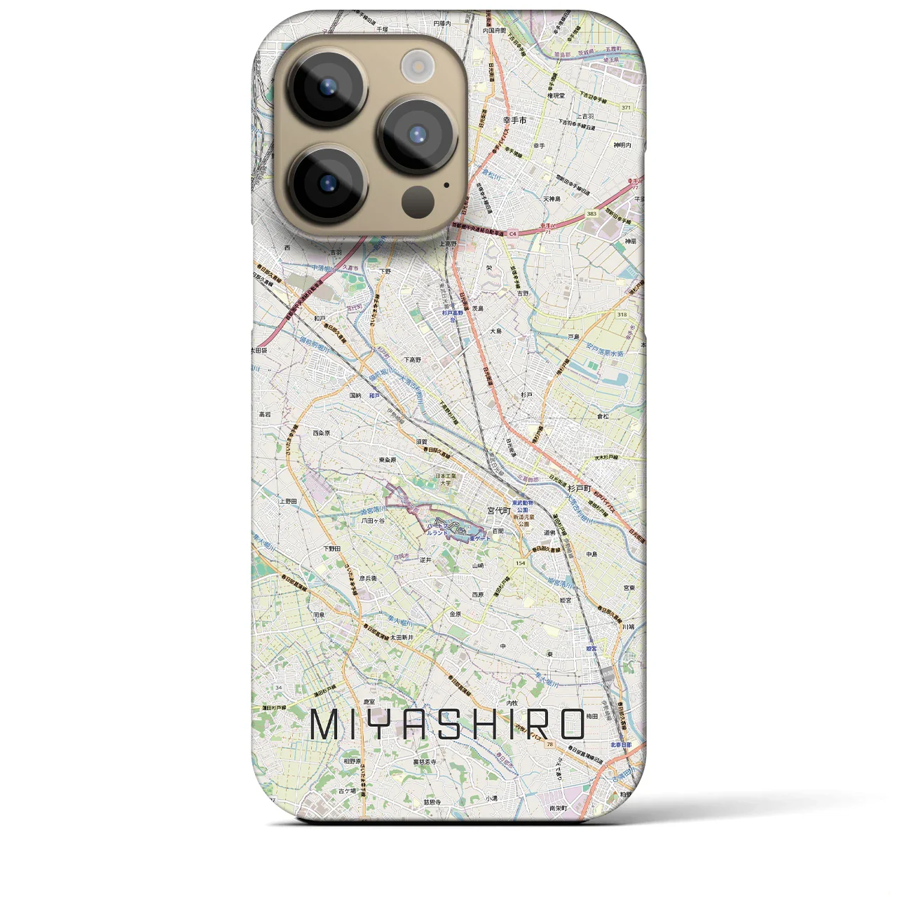 【宮代(埼玉県)】地図柄iPhoneケース(バックカバータイプ)