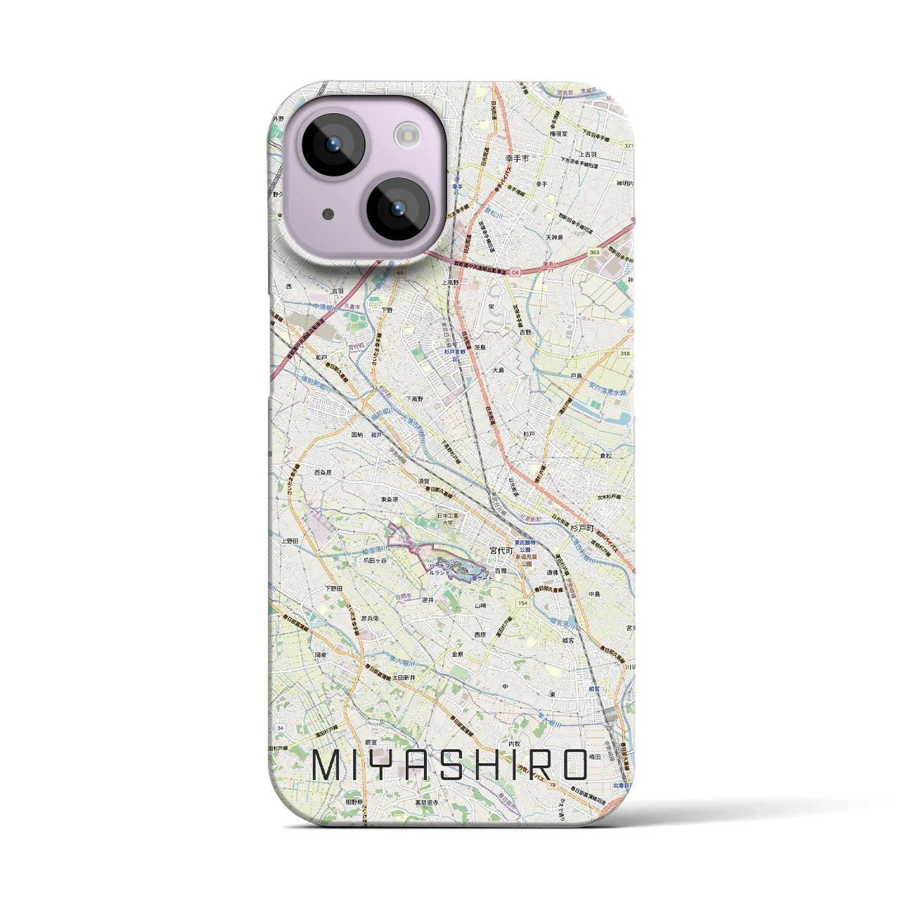 【宮代(埼玉県)】地図柄iPhoneケース(バックカバータイプ)