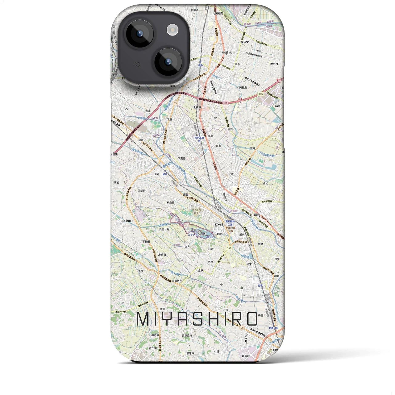 【宮代(埼玉県)】地図柄iPhoneケース(バックカバータイプ)