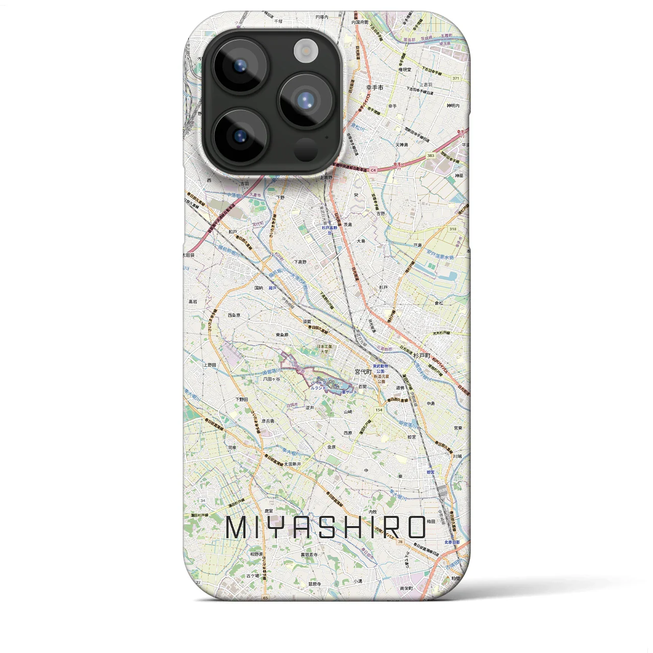 【宮代(埼玉県)】地図柄iPhoneケース(バックカバータイプ)