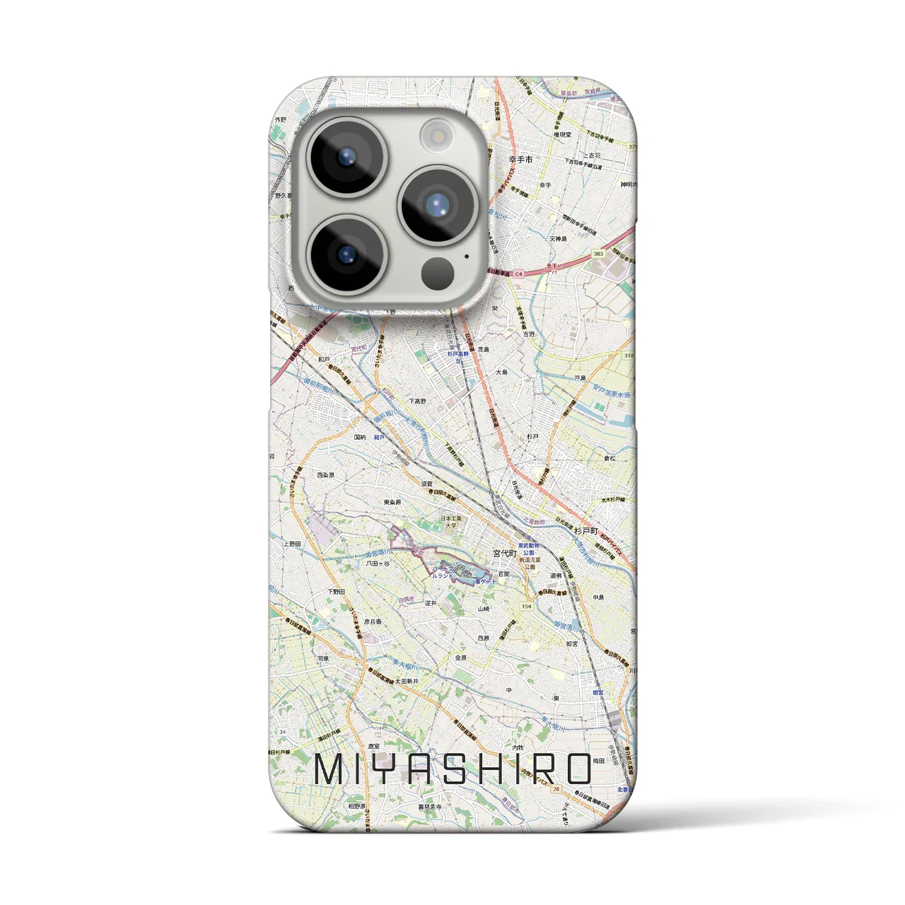 【宮代(埼玉県)】地図柄iPhoneケース(バックカバータイプ)