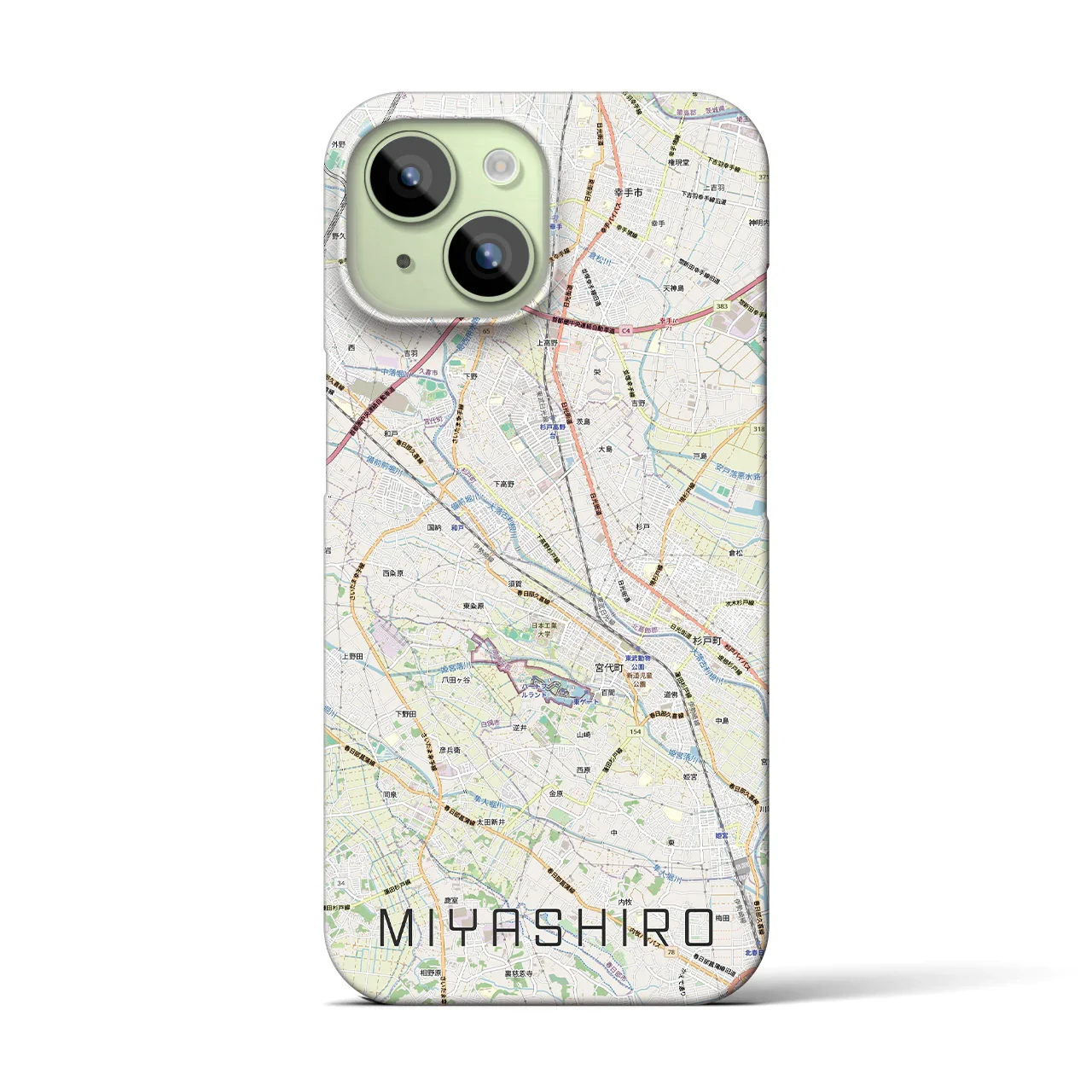 【宮代(埼玉県)】地図柄iPhoneケース(バックカバータイプ)