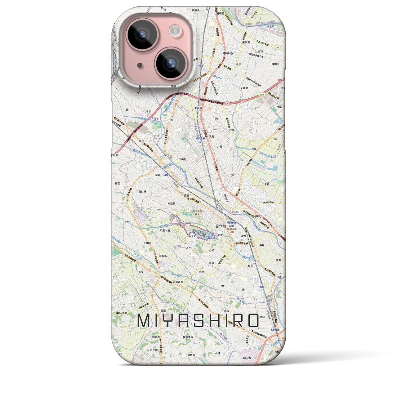 【宮代(埼玉県)】地図柄iPhoneケース(バックカバータイプ)