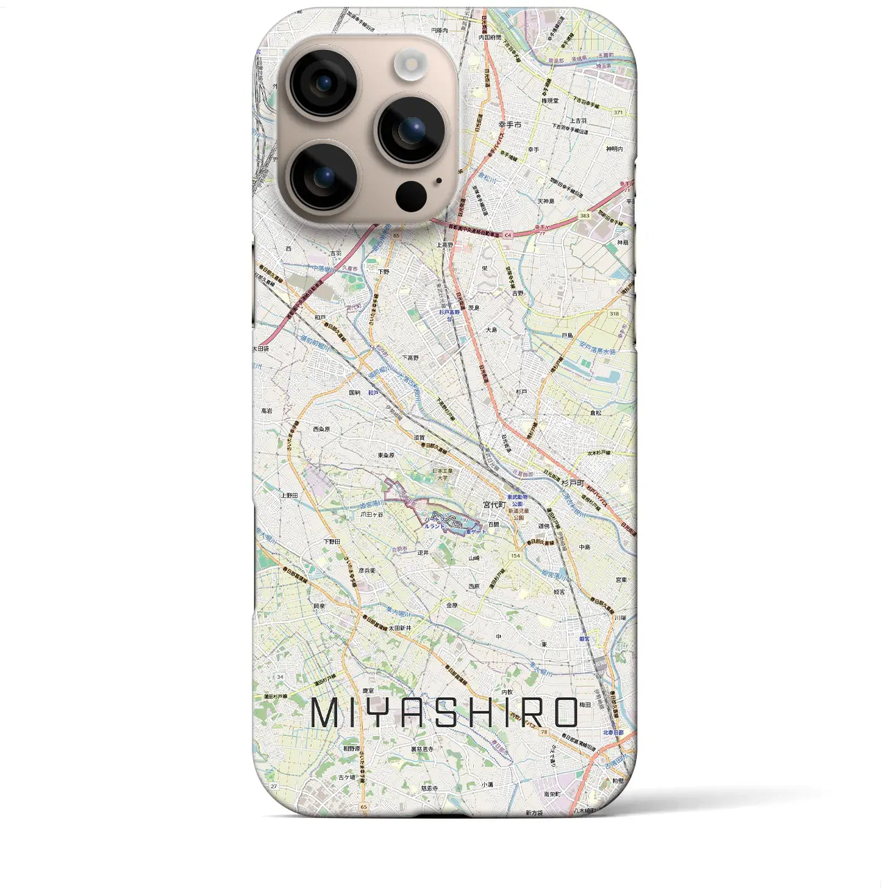 【宮代(埼玉県)】地図柄iPhoneケース(バックカバータイプ)
