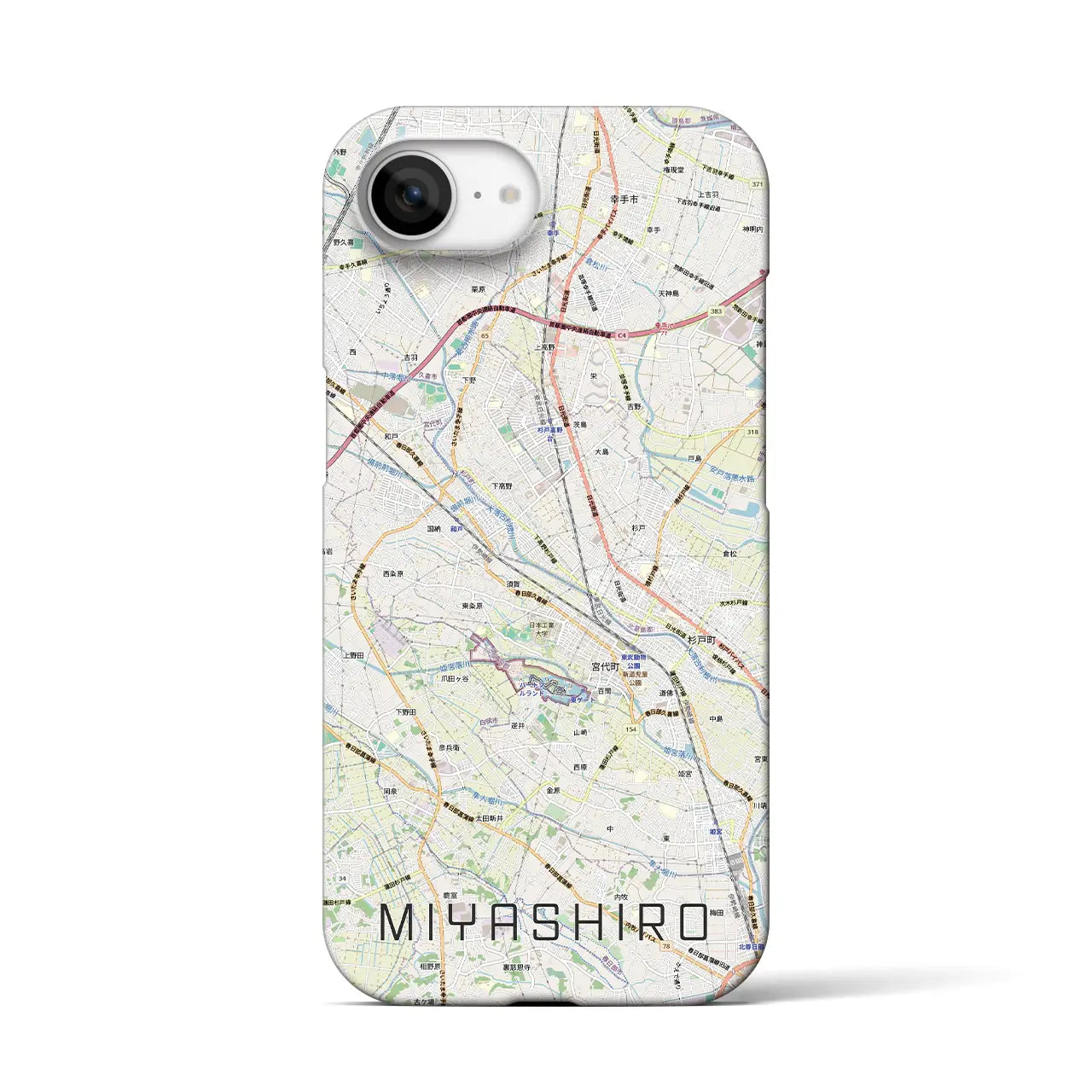 【宮代(埼玉県)】地図柄iPhoneケース(バックカバータイプ)