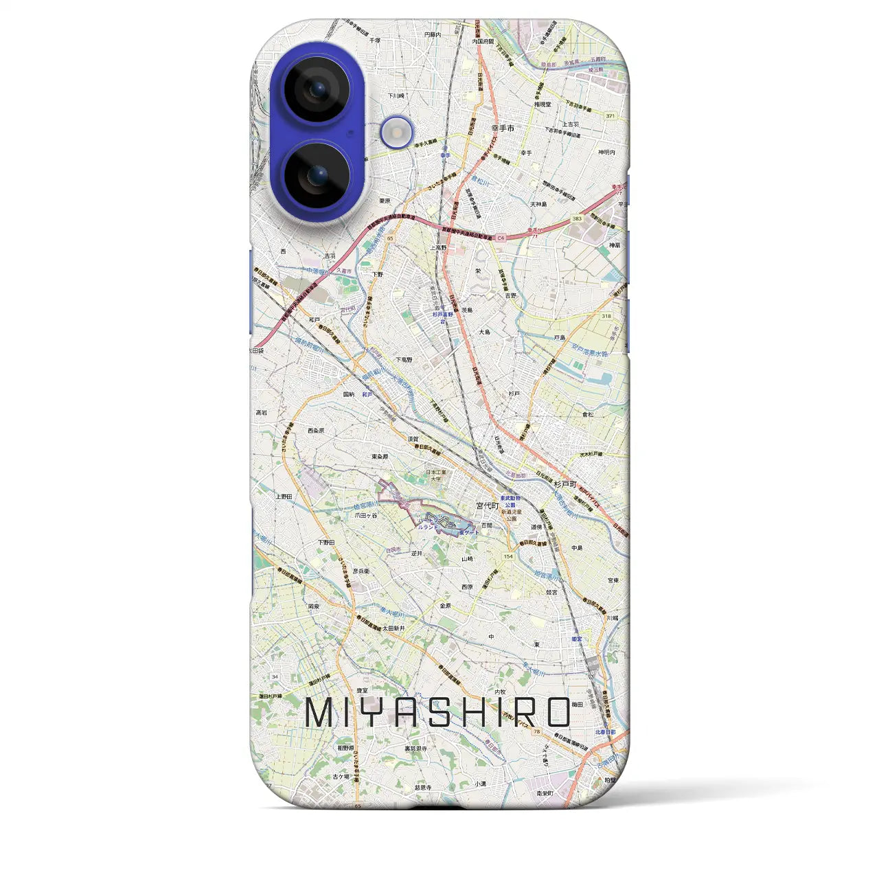 【宮代(埼玉県)】地図柄iPhoneケース(バックカバータイプ)ナチュラル・iPhone 16 Pro Max 用