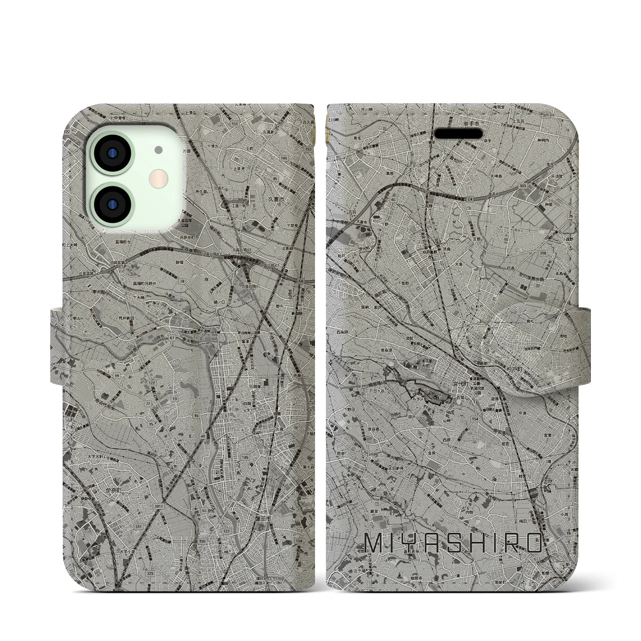 【宮代(埼玉県)】地図柄iPhoneケース(手帳タイプ)