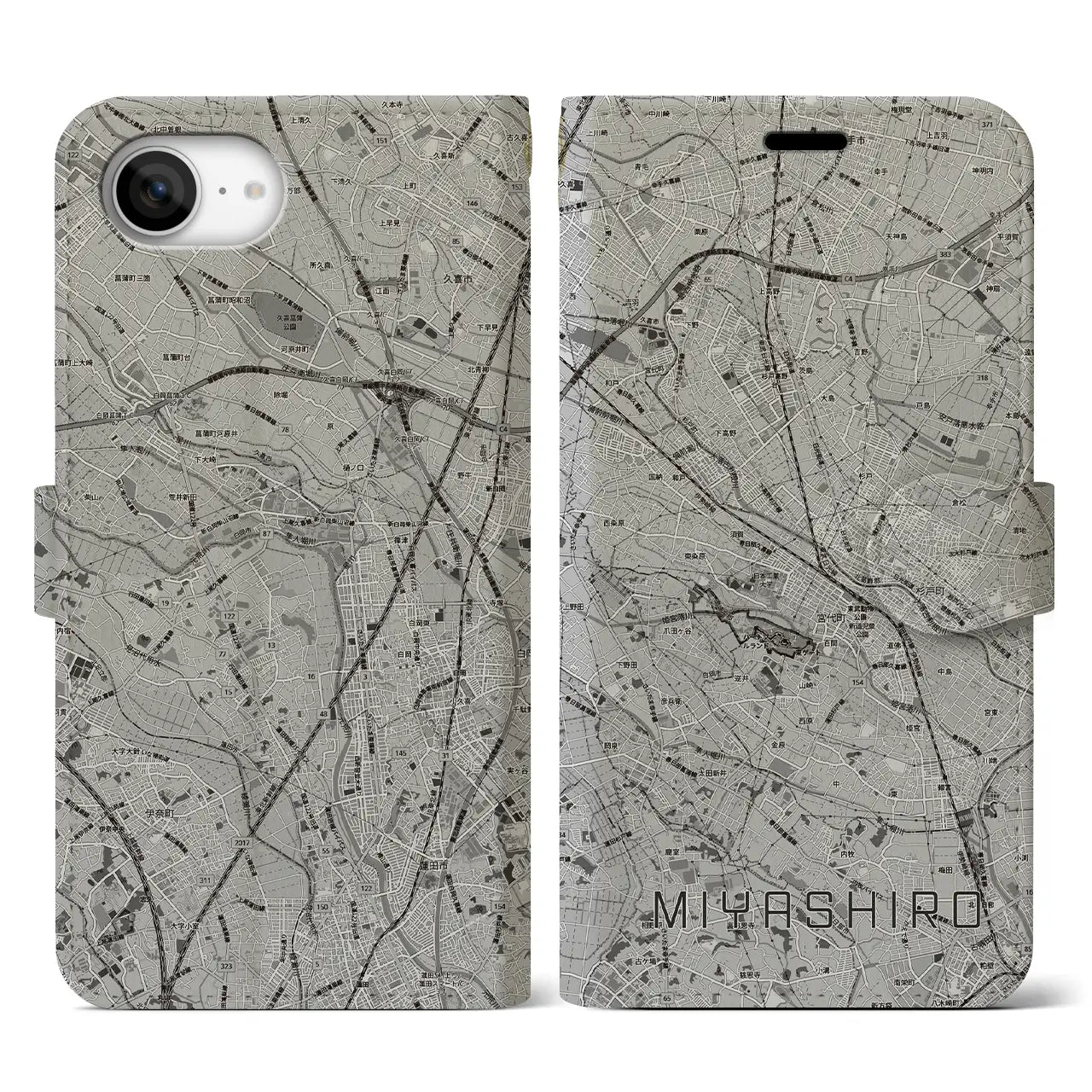 【宮代(埼玉県)】地図柄iPhoneケース(手帳タイプ)