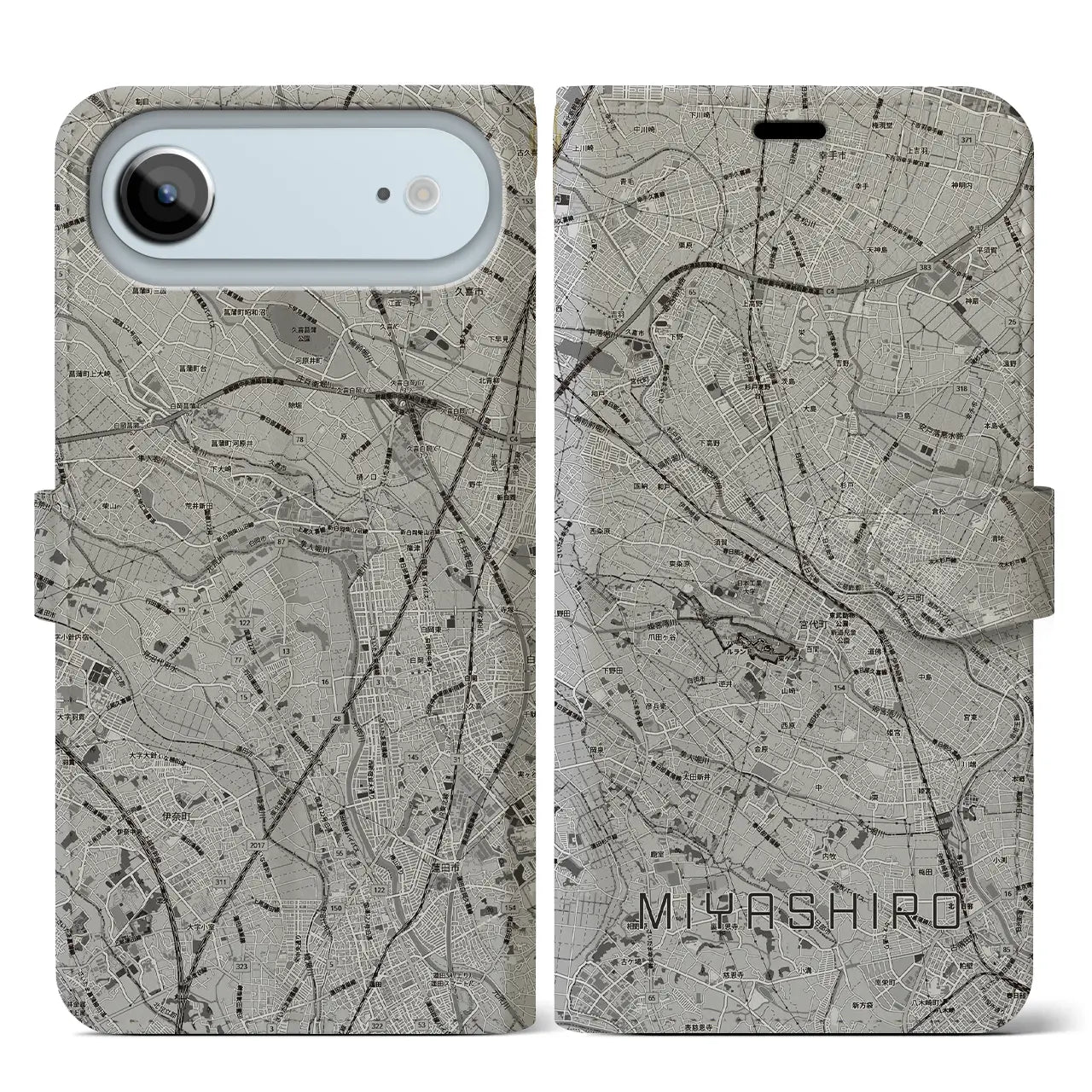 【宮代(埼玉県)】地図柄iPhoneケース(手帳タイプ)