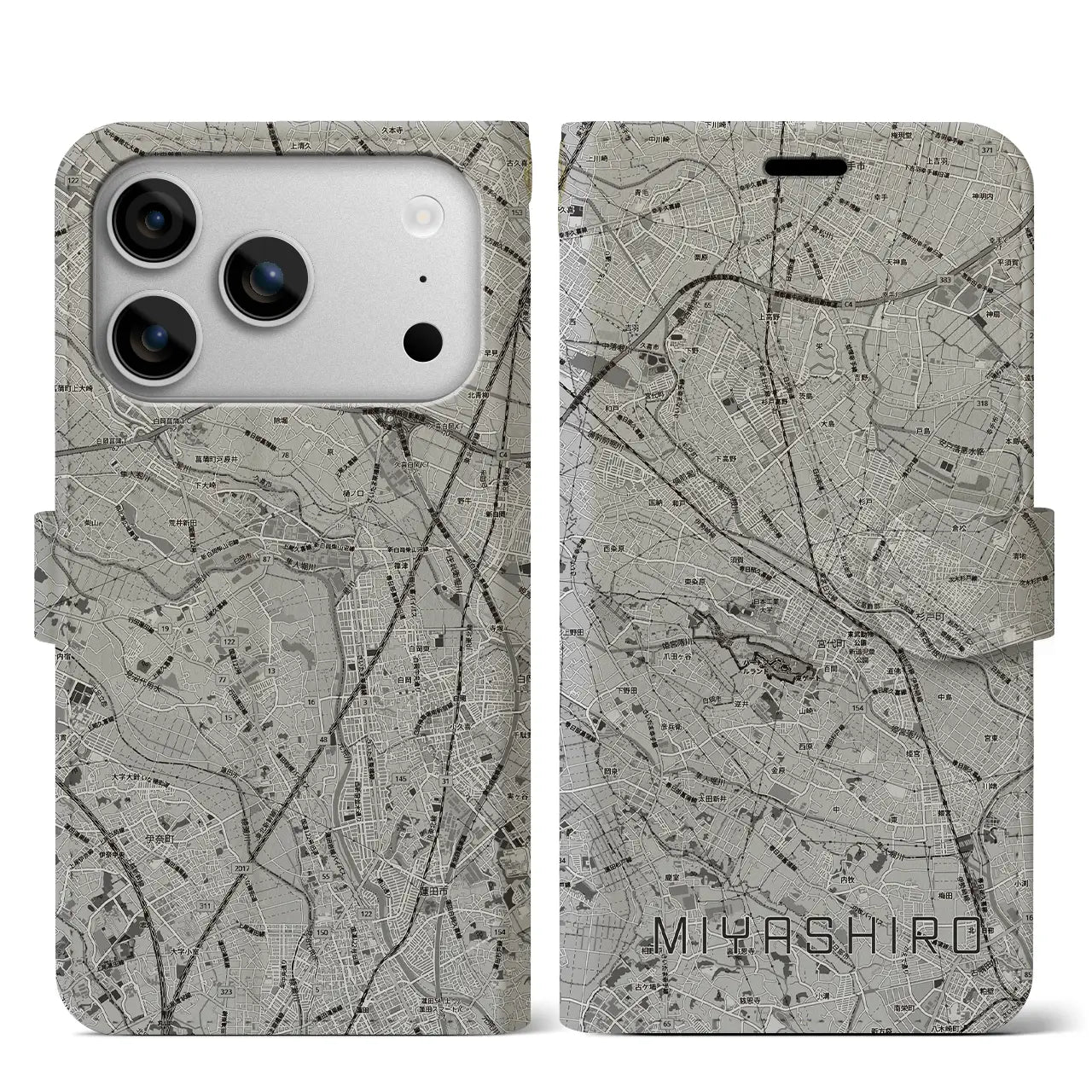 【宮代(埼玉県)】地図柄iPhoneケース(手帳タイプ)