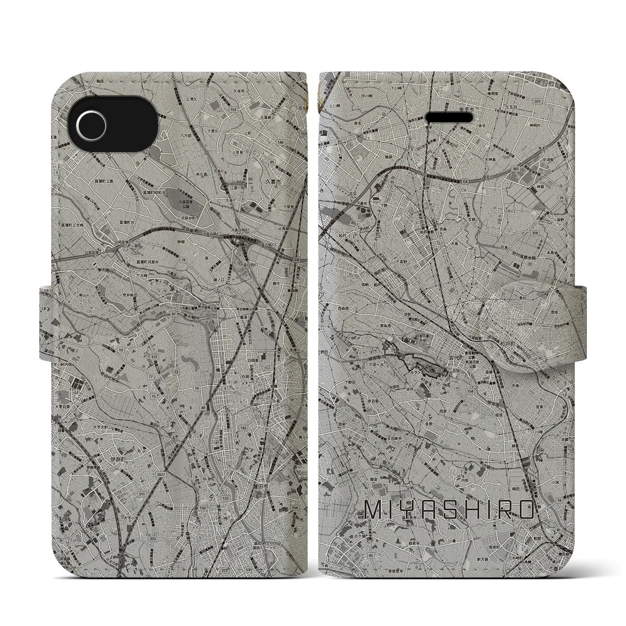 【宮代(埼玉県)】地図柄iPhoneケース(手帳タイプ)