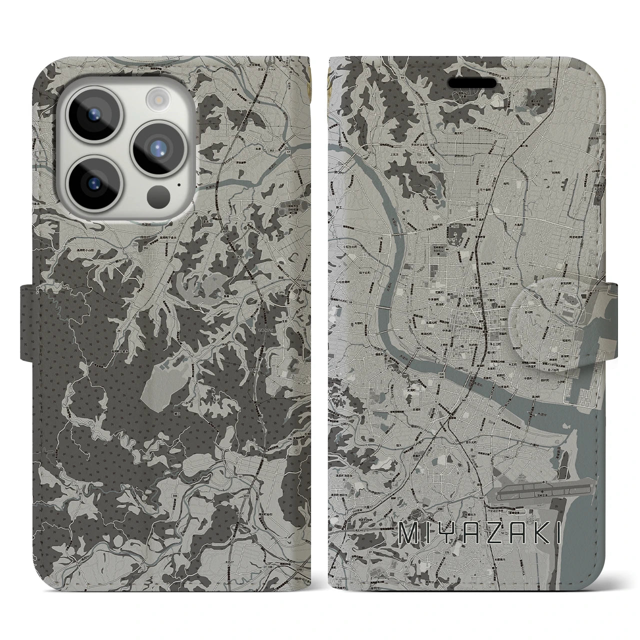 【宮崎2(宮崎県)】地図柄iPhoneケース(手帳タイプ)