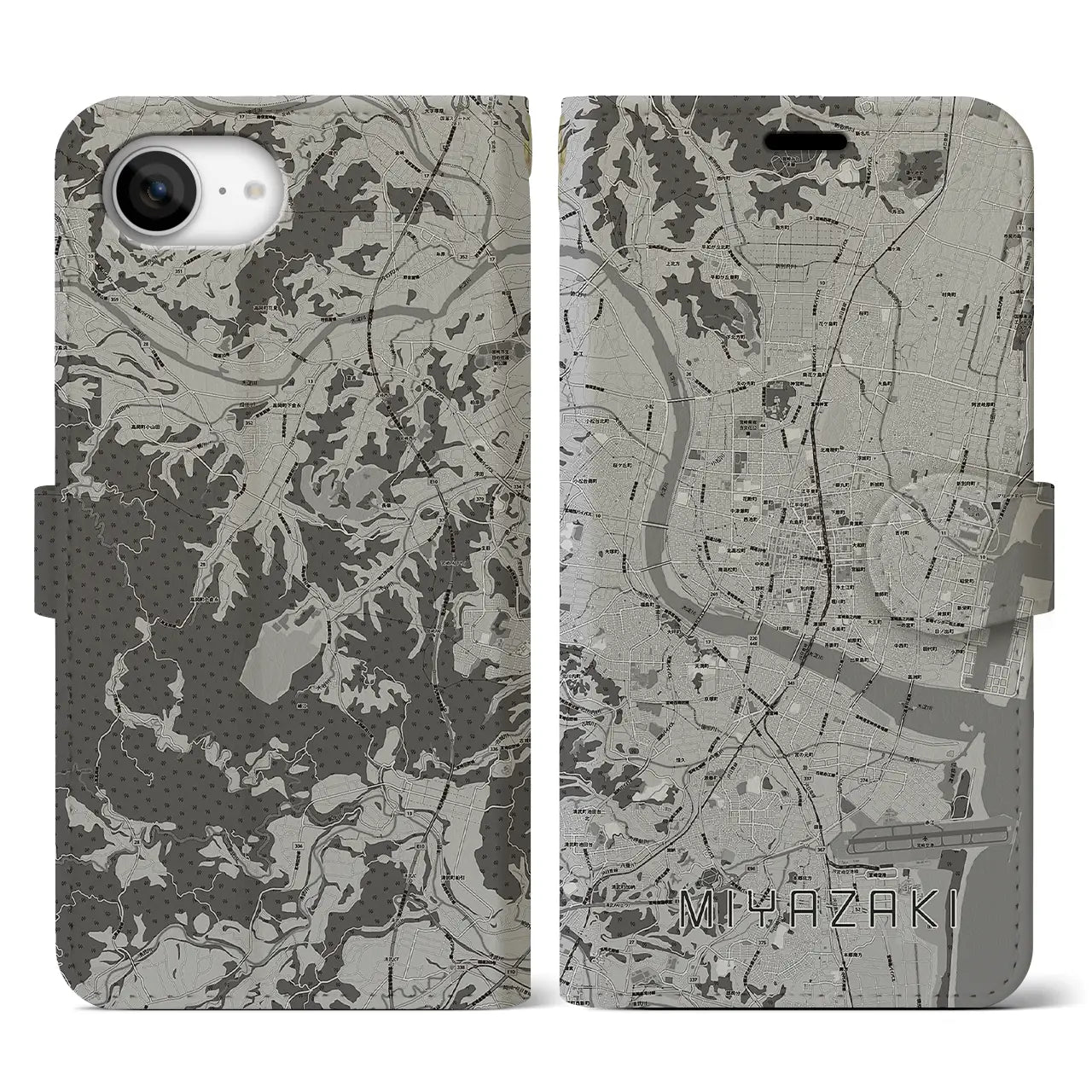 【宮崎2(宮崎県)】地図柄iPhoneケース(手帳タイプ)