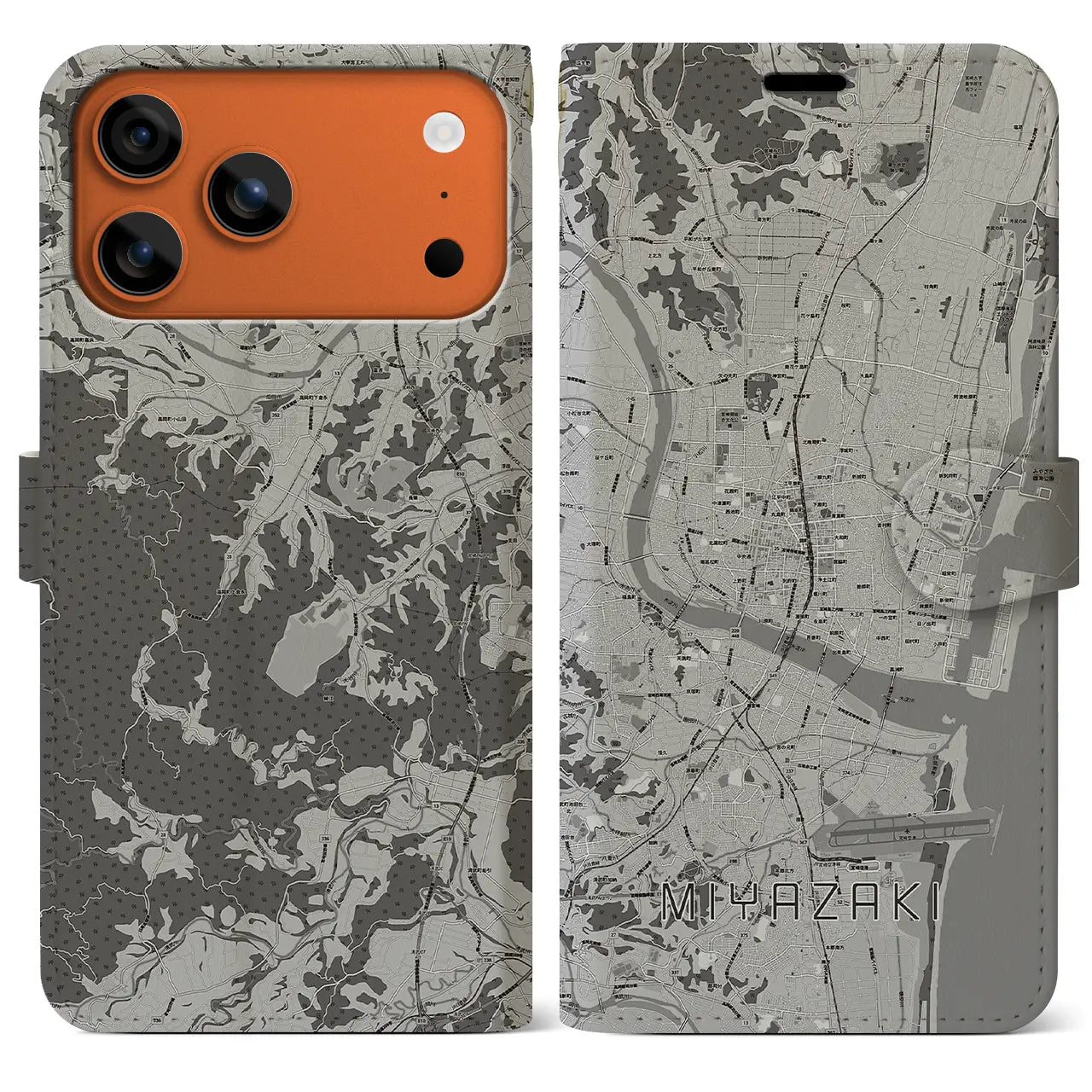 【宮崎2(宮崎県)】地図柄iPhoneケース(手帳タイプ)