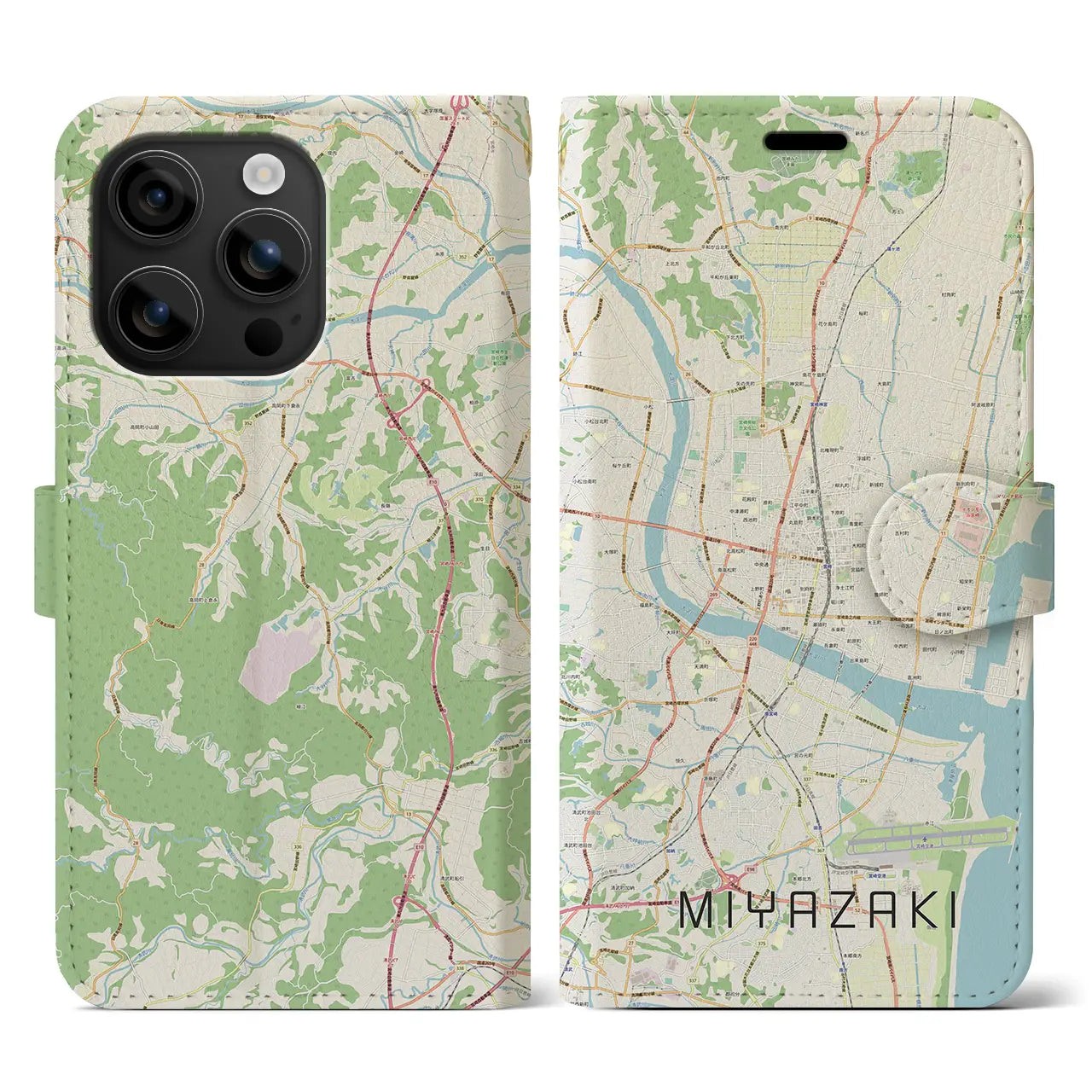 【宮崎2(宮崎県)】地図柄iPhoneケース(手帳タイプ)