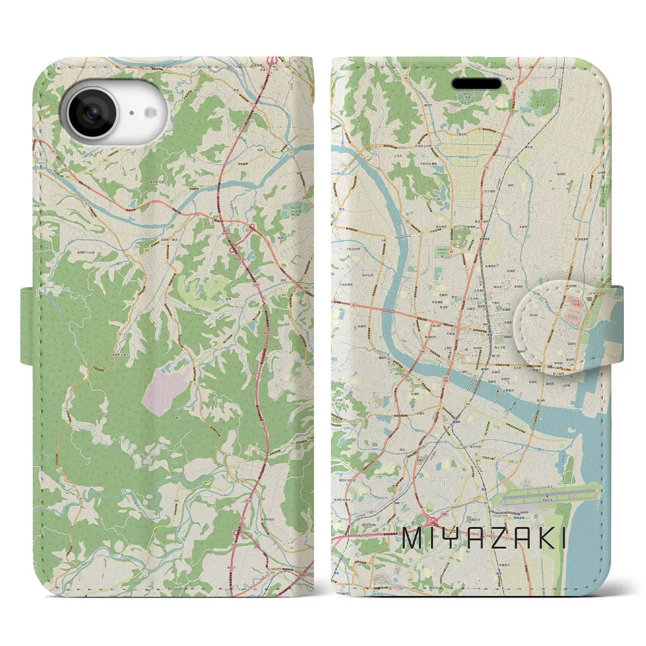 【宮崎2(宮崎県)】地図柄iPhoneケース(手帳タイプ)