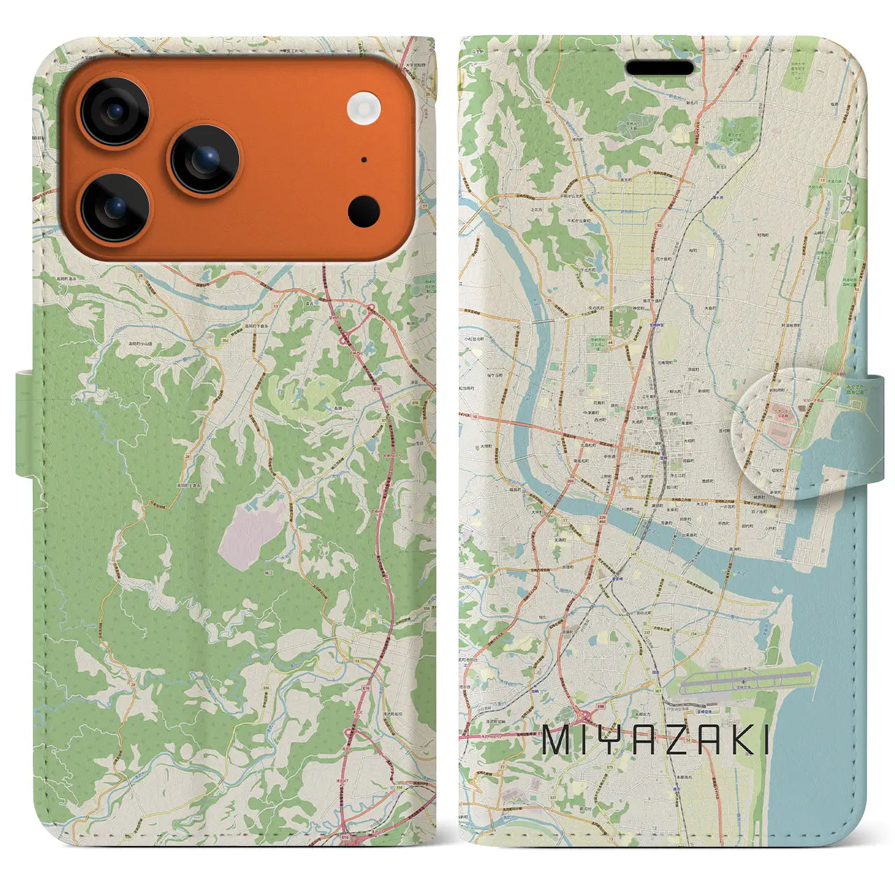 【宮崎2(宮崎県)】地図柄iPhoneケース(手帳タイプ)モノトーン・iPhone 17 Pro Max 用