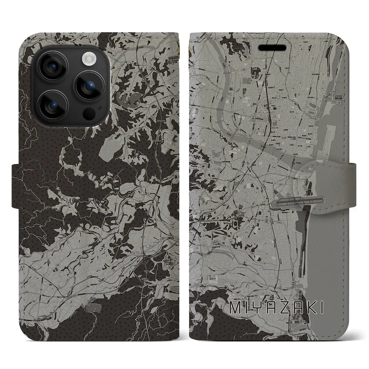 【宮崎(宮崎県)】地図柄iPhoneケース(手帳タイプ)