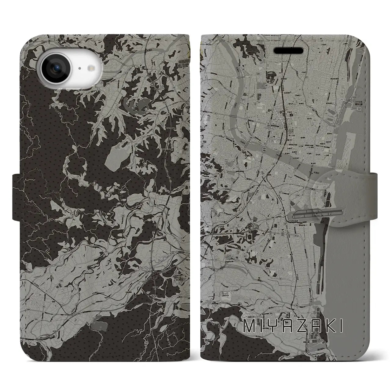 【宮崎(宮崎県)】地図柄iPhoneケース(手帳タイプ)