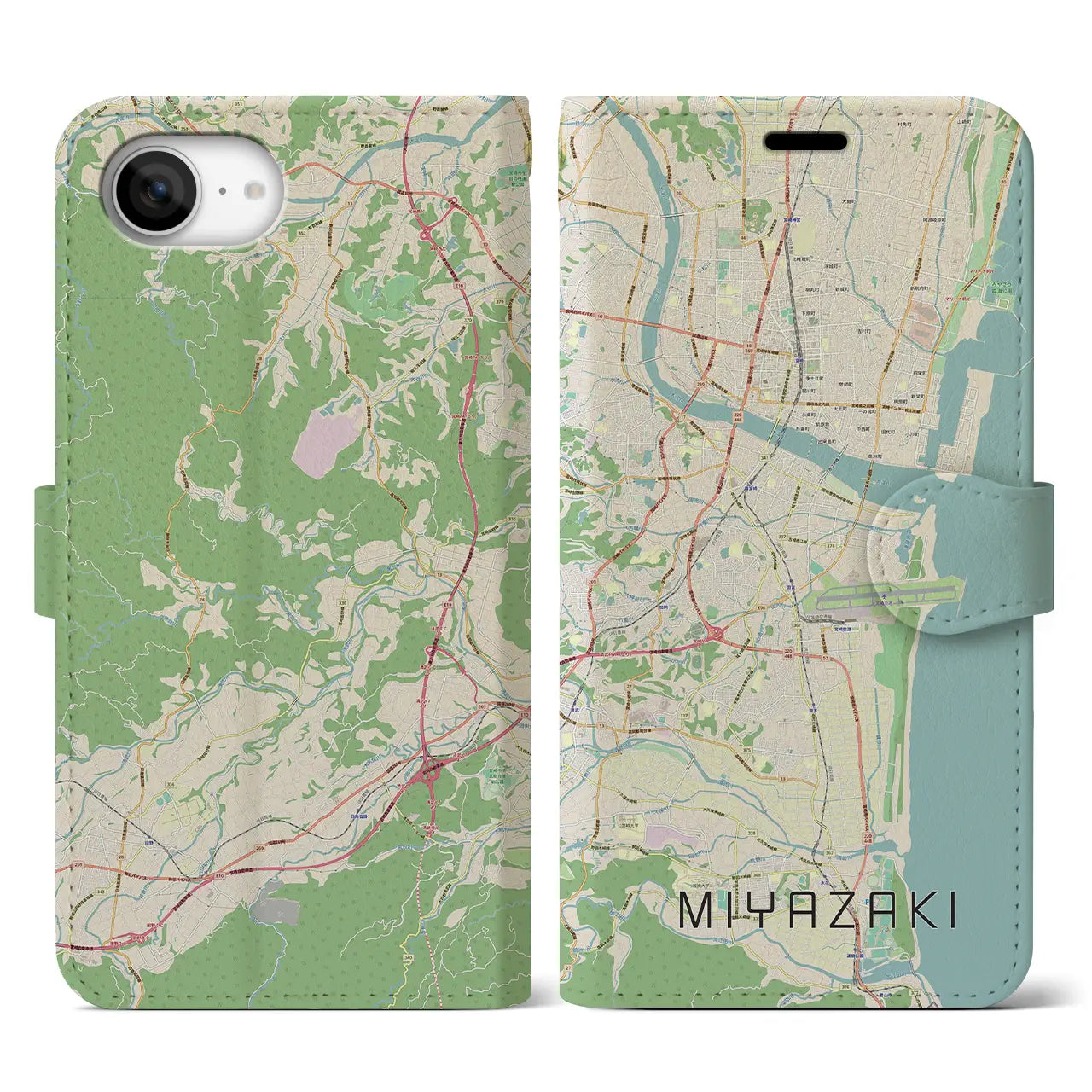 【宮崎(宮崎県)】地図柄iPhoneケース(手帳タイプ)