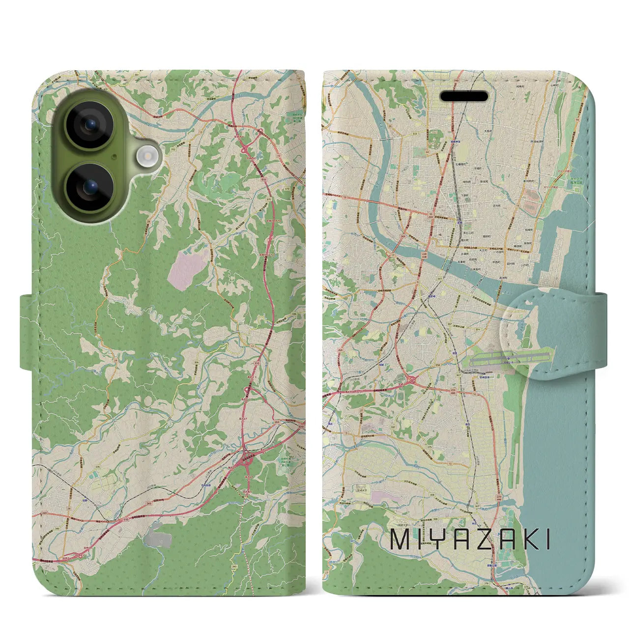 【宮崎(宮崎県)】地図柄iPhoneケース(手帳タイプ)