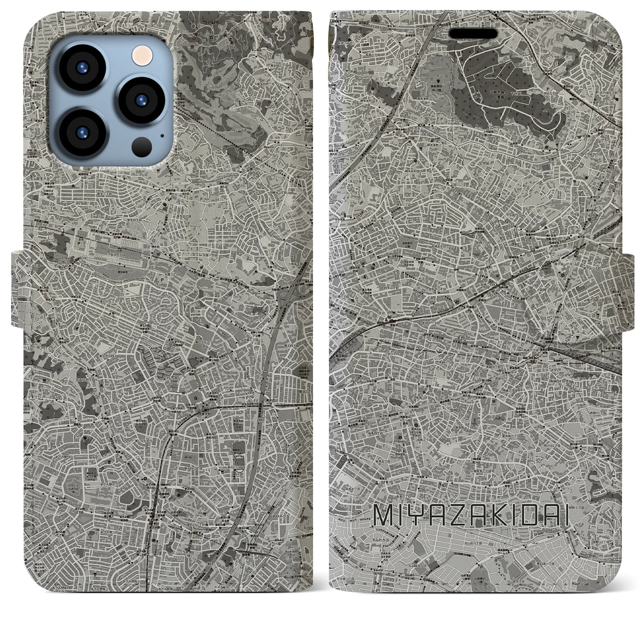 【宮崎台(神奈川県)】地図柄iPhoneケース(手帳タイプ)