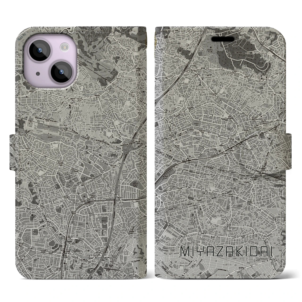 【宮崎台(神奈川県)】地図柄iPhoneケース(手帳タイプ)