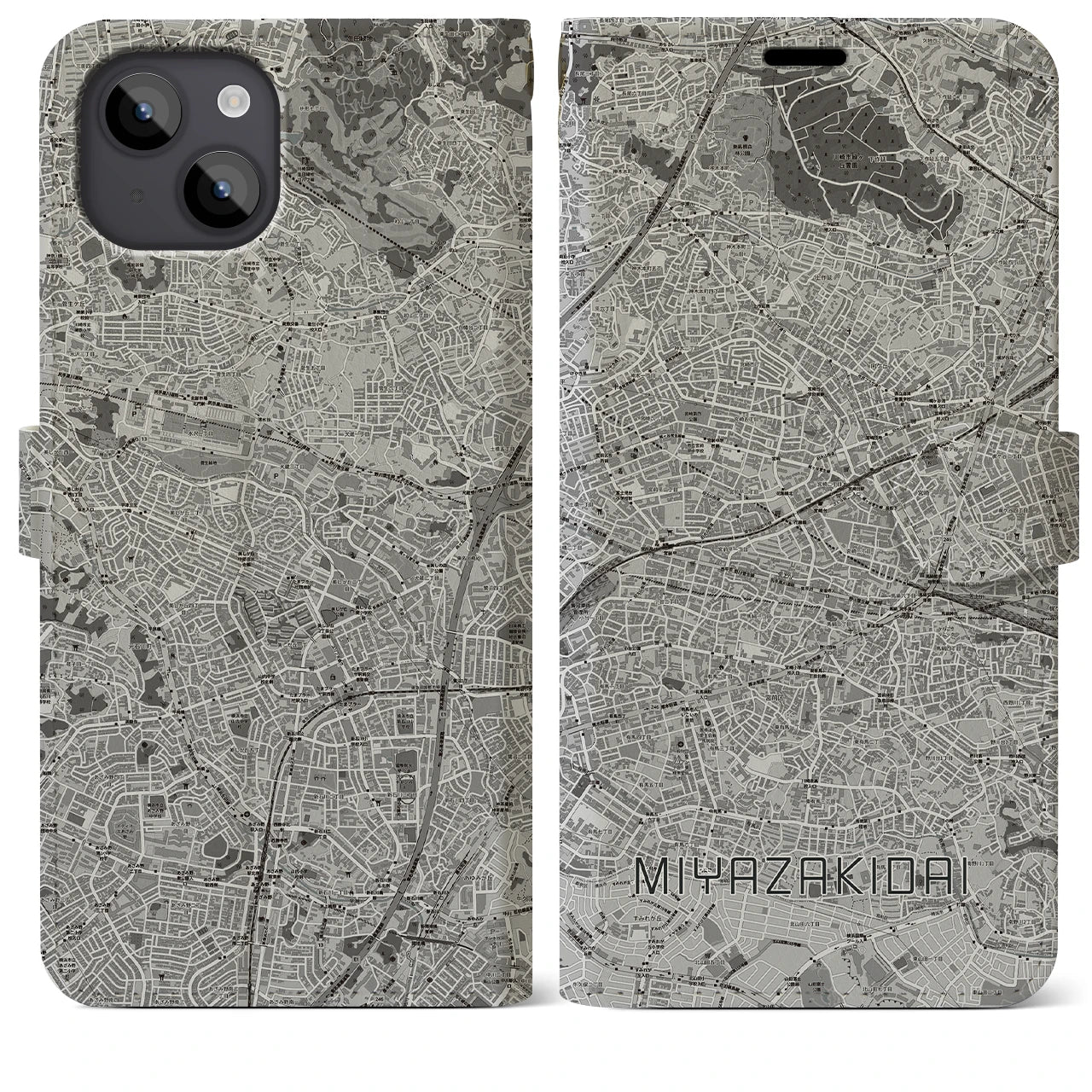 【宮崎台(神奈川県)】地図柄iPhoneケース(手帳タイプ)