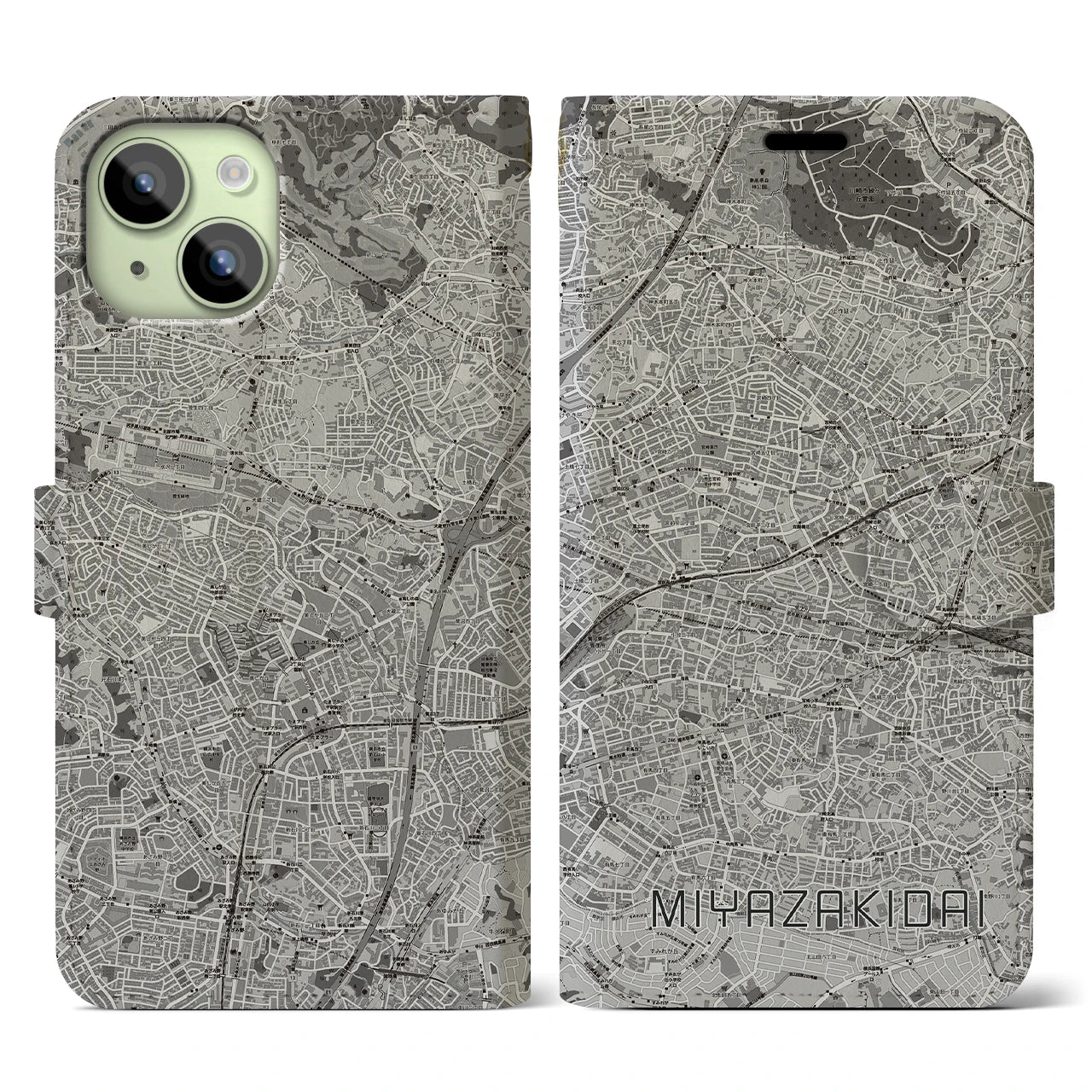 【宮崎台(神奈川県)】地図柄iPhoneケース(手帳タイプ)