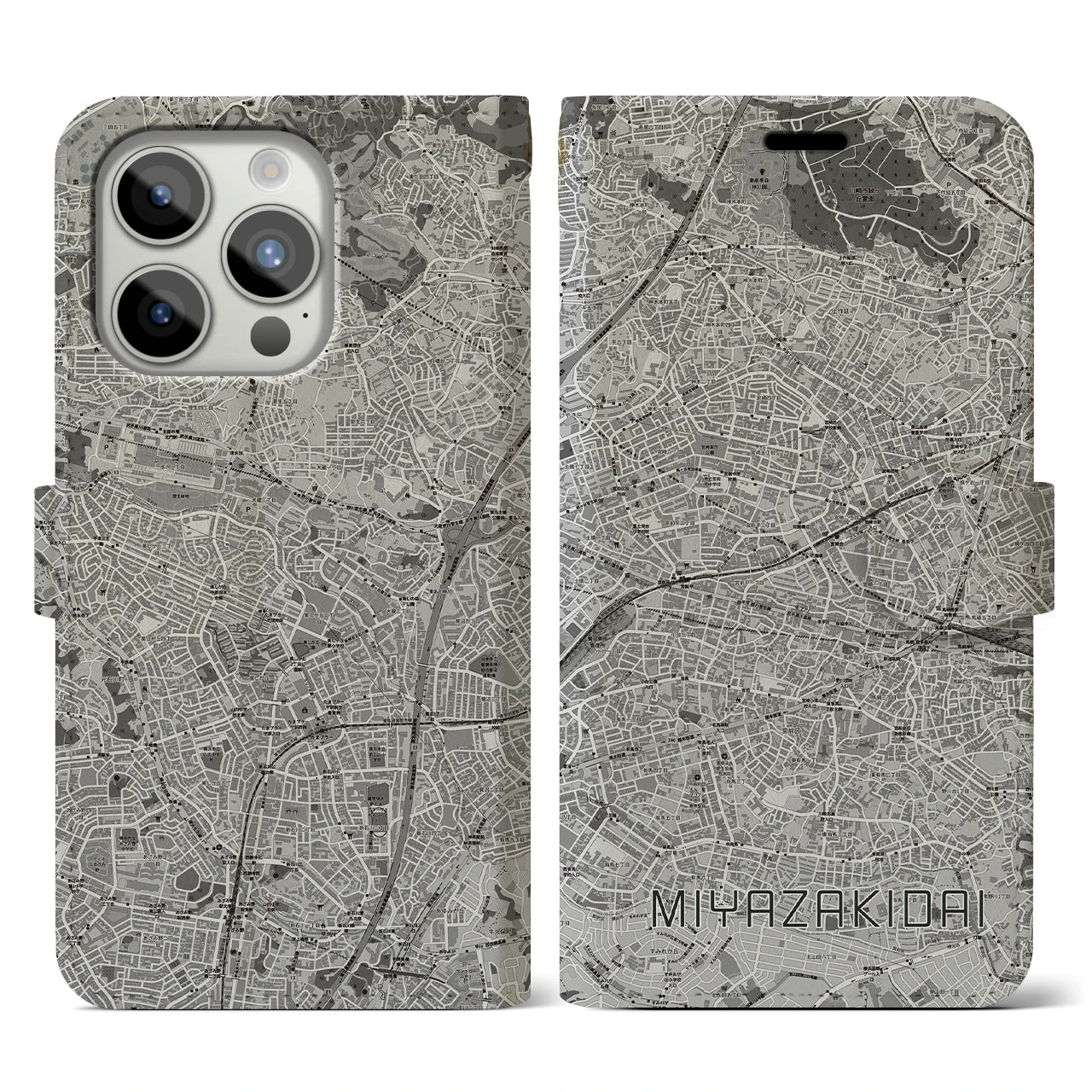 【宮崎台(神奈川県)】地図柄iPhoneケース(手帳タイプ)