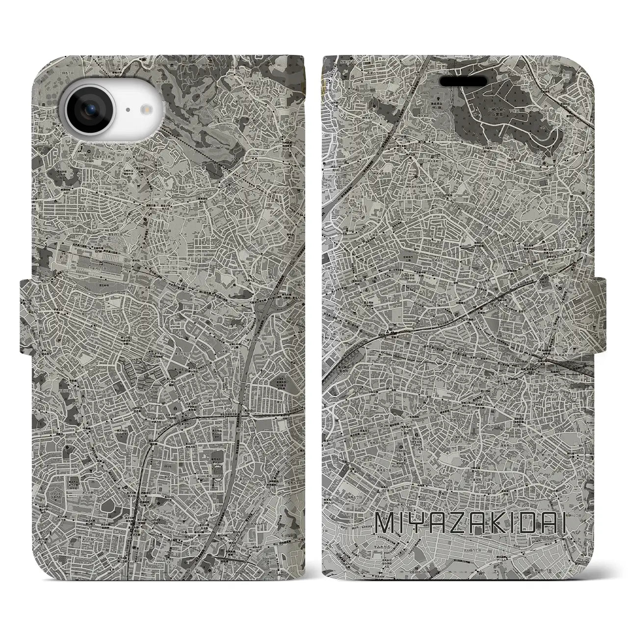【宮崎台(神奈川県)】地図柄iPhoneケース(手帳タイプ)