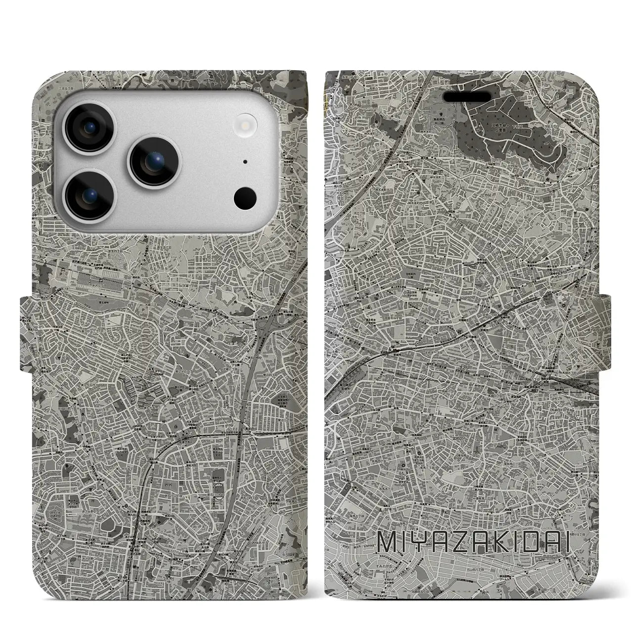 【宮崎台(神奈川県)】地図柄iPhoneケース(手帳タイプ)