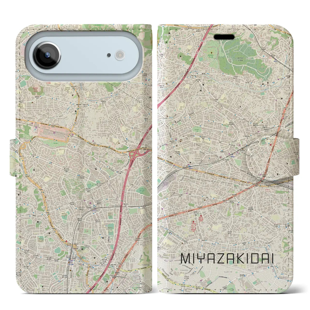 【宮崎台(神奈川県)】地図柄iPhoneケース(手帳タイプ)