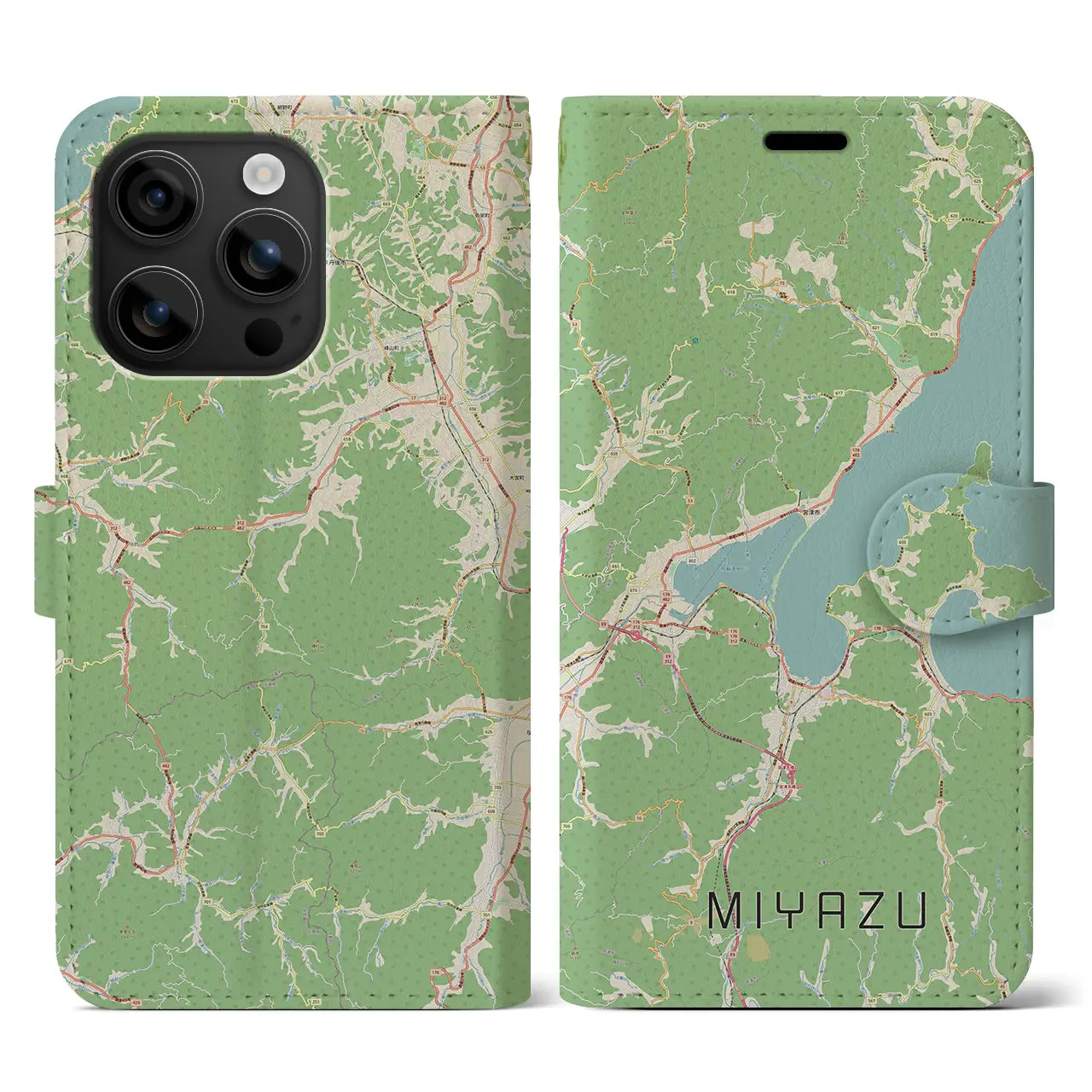 【宮津(京都府)】地図柄iPhoneケース(手帳タイプ)ナチュラル・iPhone 16 用