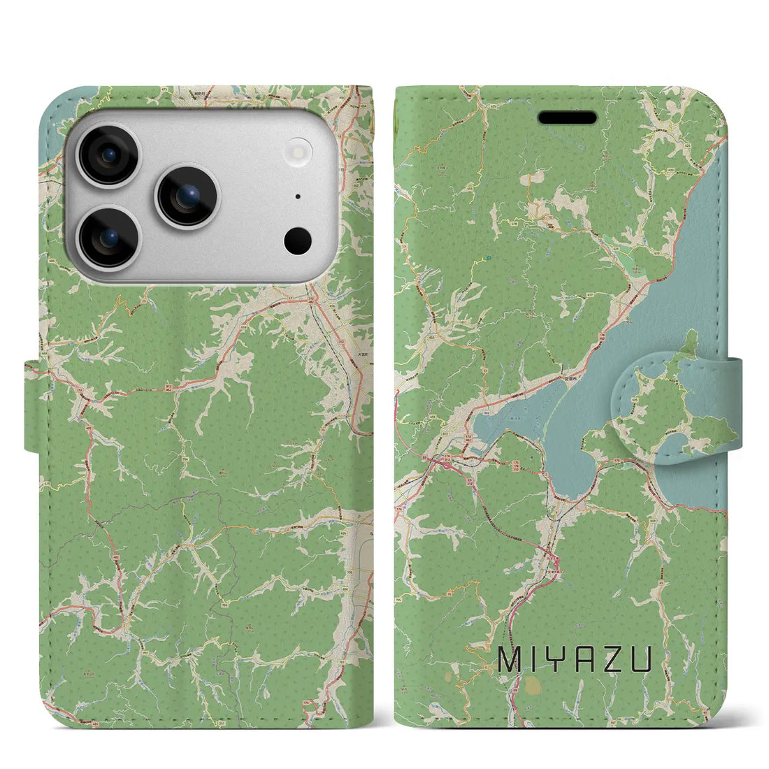 【宮津(京都府)】地図柄iPhoneケース(手帳タイプ)ナチュラル・iPhone 17 Pro Max 用