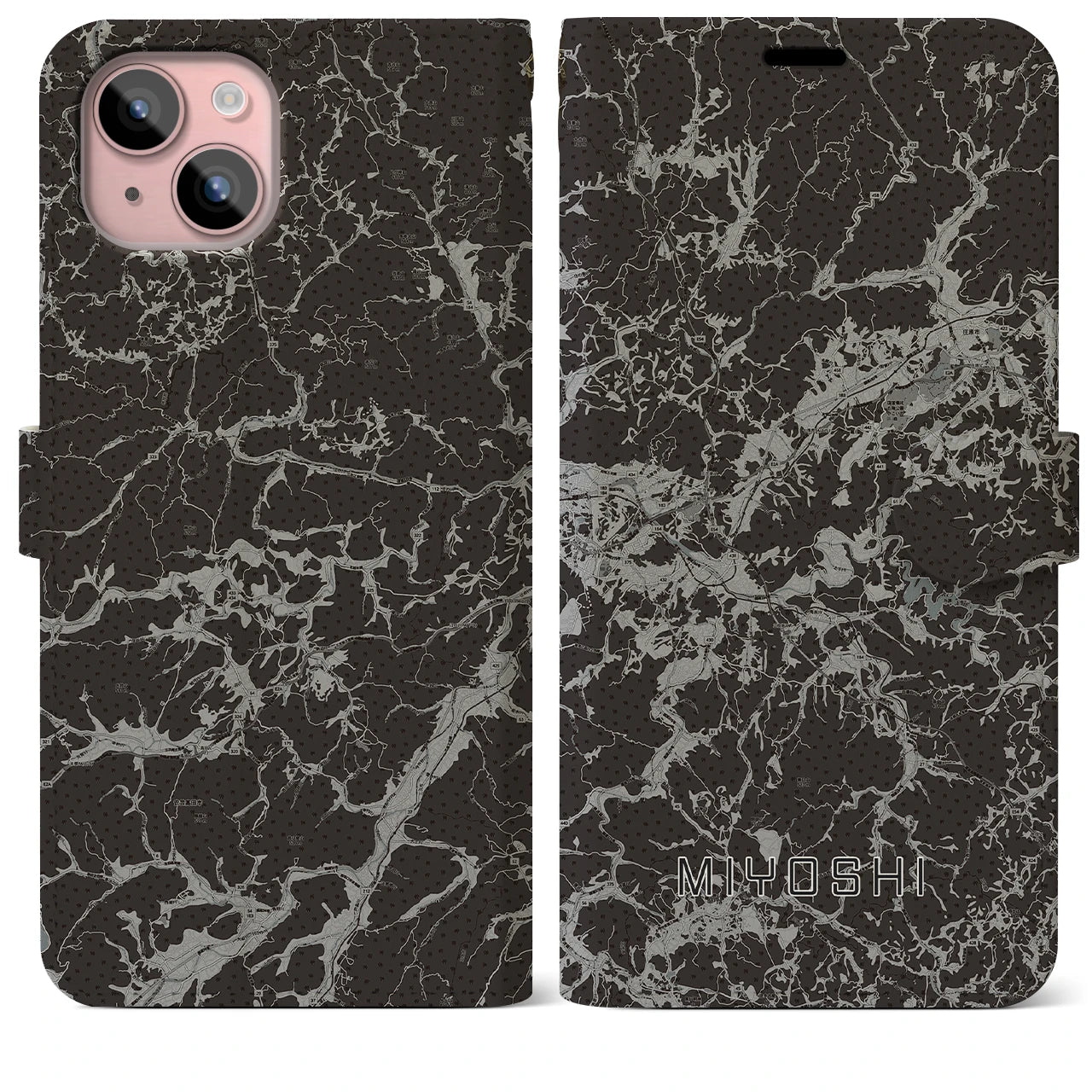 【三次(広島県)】地図柄iPhoneケース(手帳タイプ)